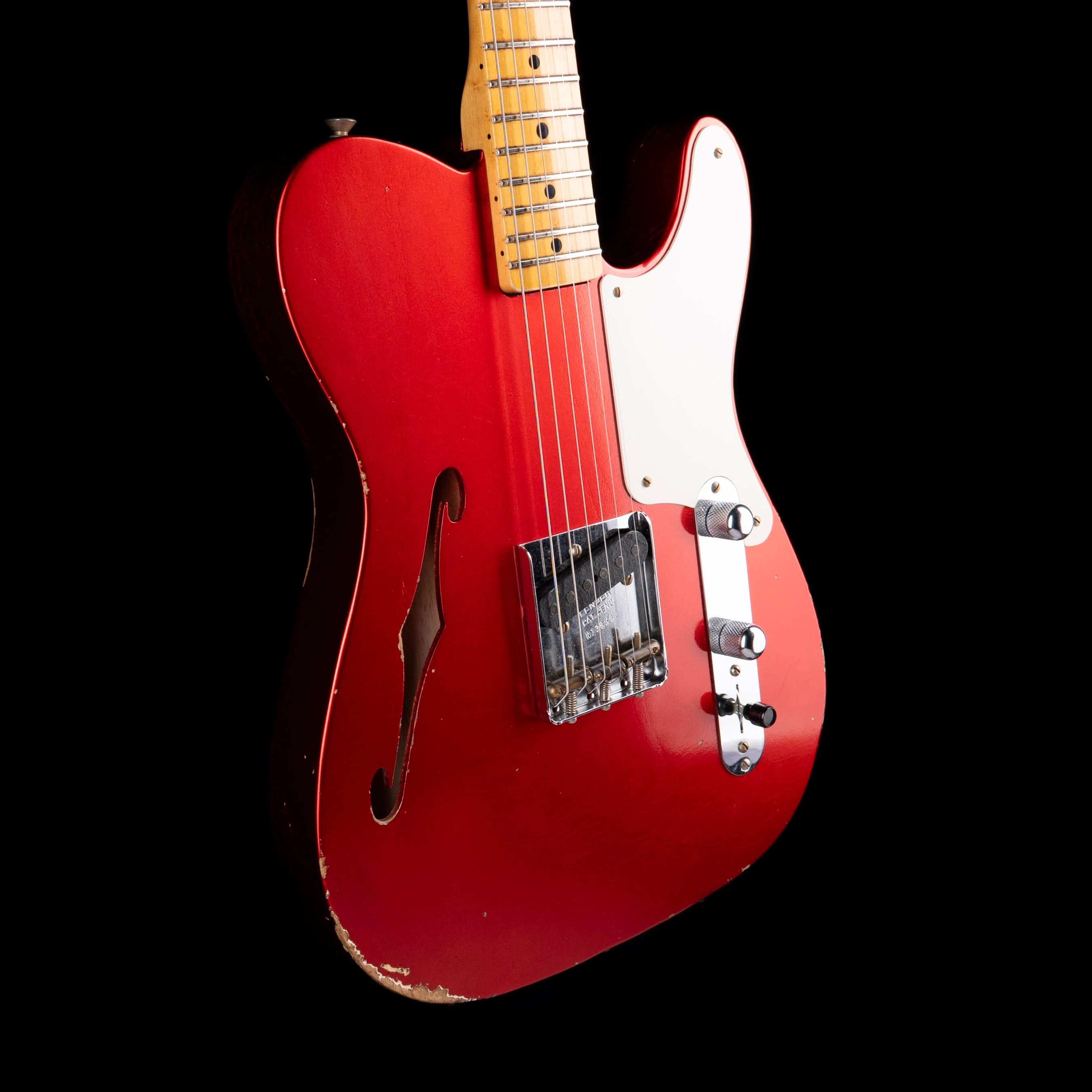 Pre Owned 2024 Fender Custom Shop Limited Edition Red Hot Esquire Thinline Relic Super-faded Candy Apple Red With OHSC - Image 6