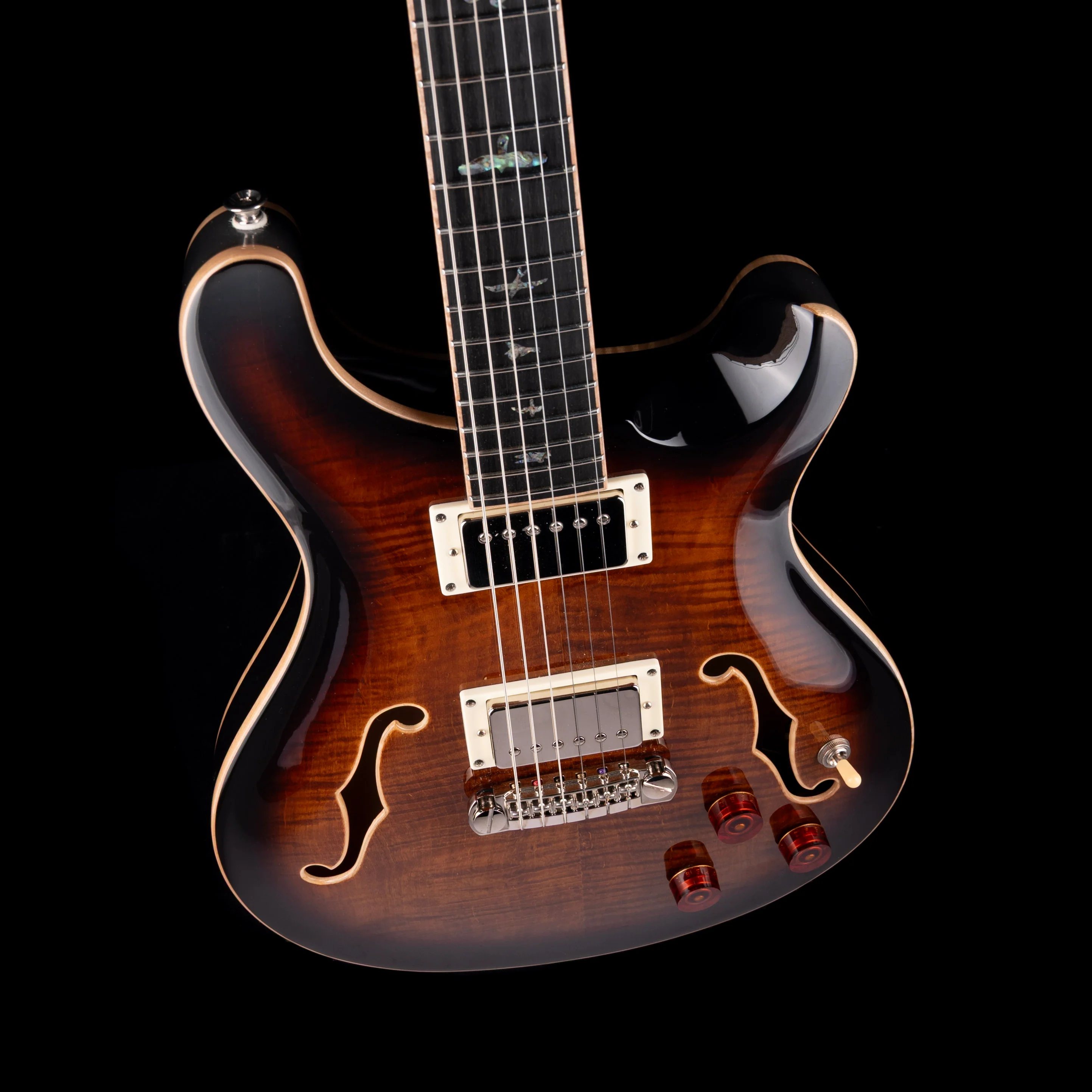Pre Owned 2024 PRS SE Hollowbody II Piezo Orange Tiger Smokeburst With OHSC - Image 3