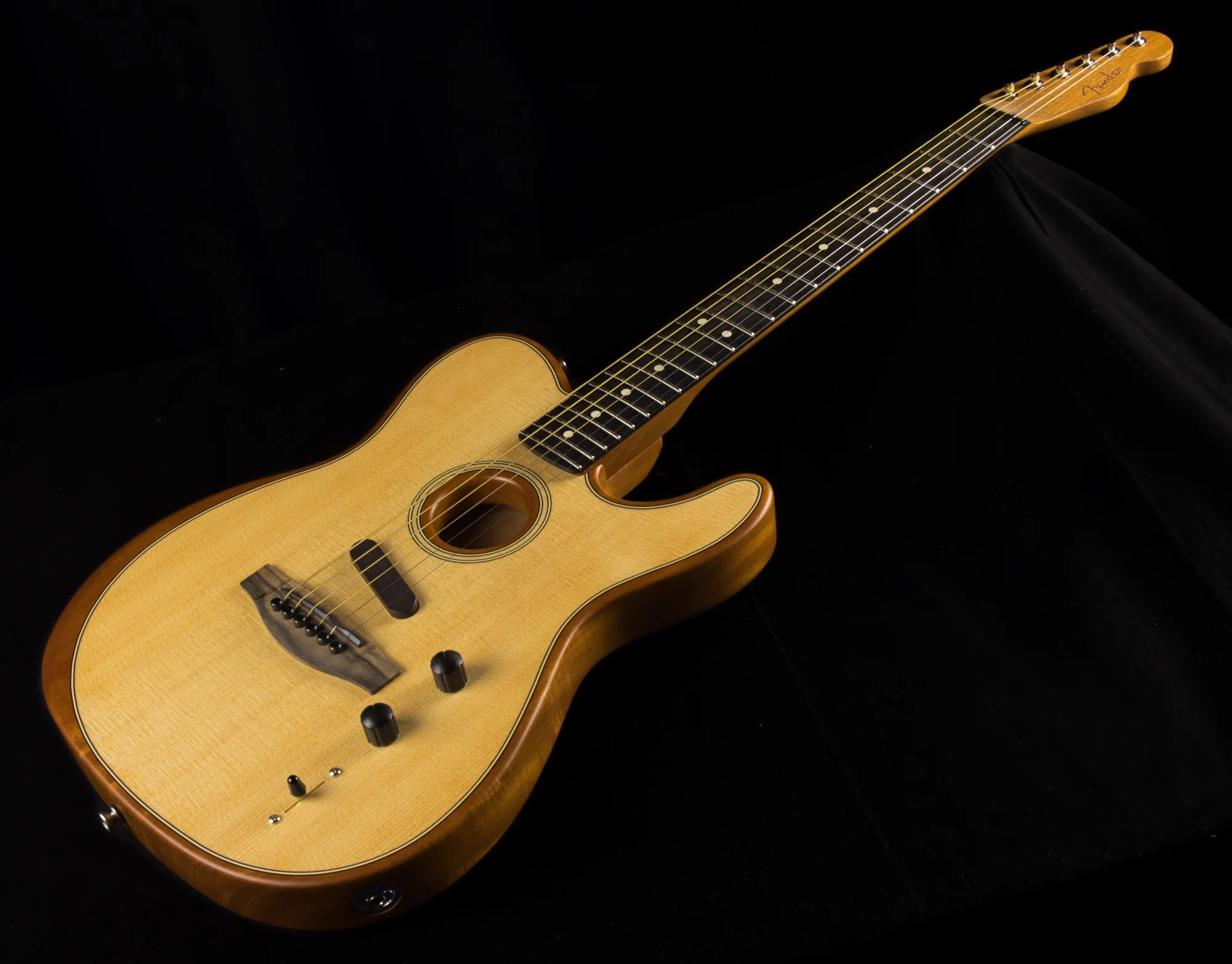 Pre Owned Fender American Acoustasonic Telecaster Ebony Fingerboard Natural With Case - Image 3