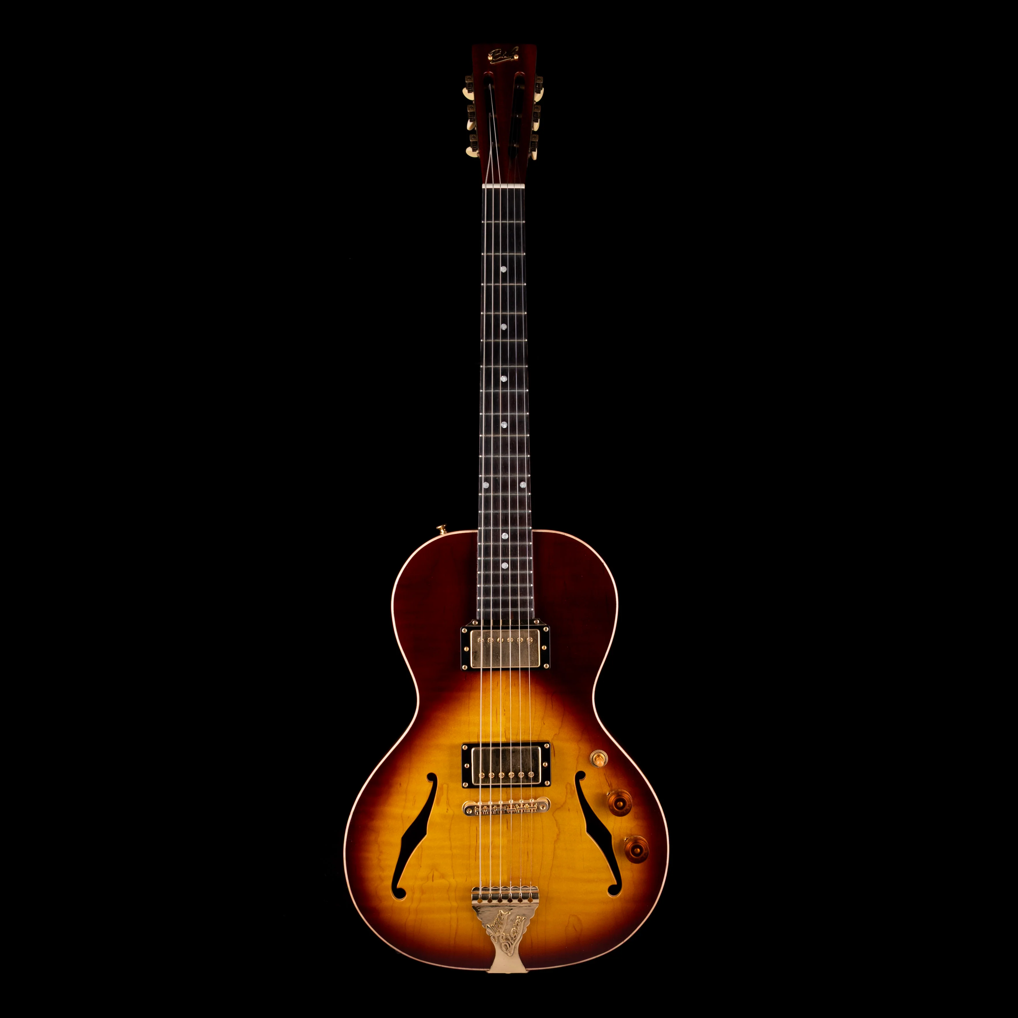 Pre Owned B&G Little Sister Sunburst Semi-Hollow Electric Guitar With OHSC - Image 2