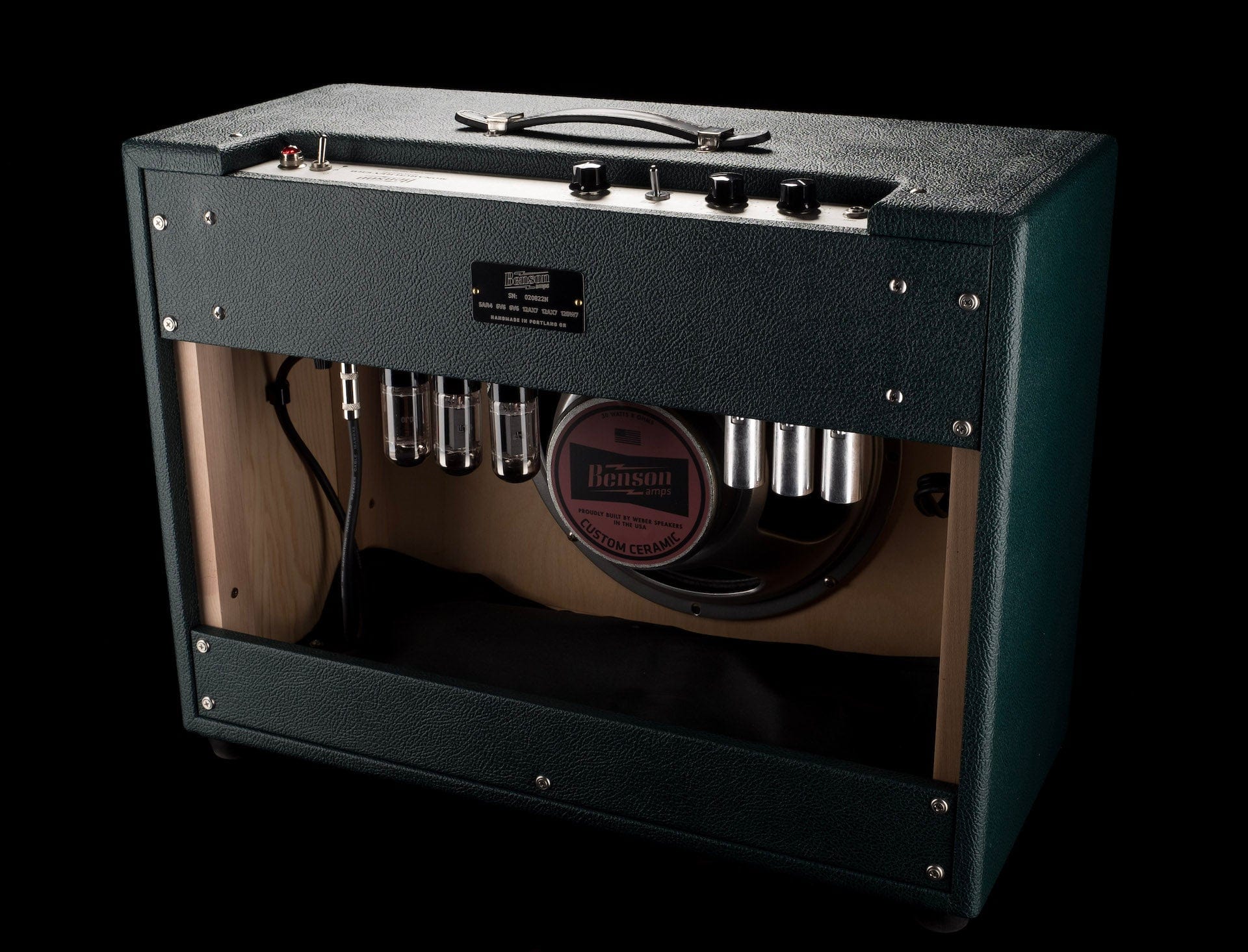 Pre-Owned Benson Monarch Reverb 1x12 Green with Checkered Grill Guitar Amp Combo - Image 15