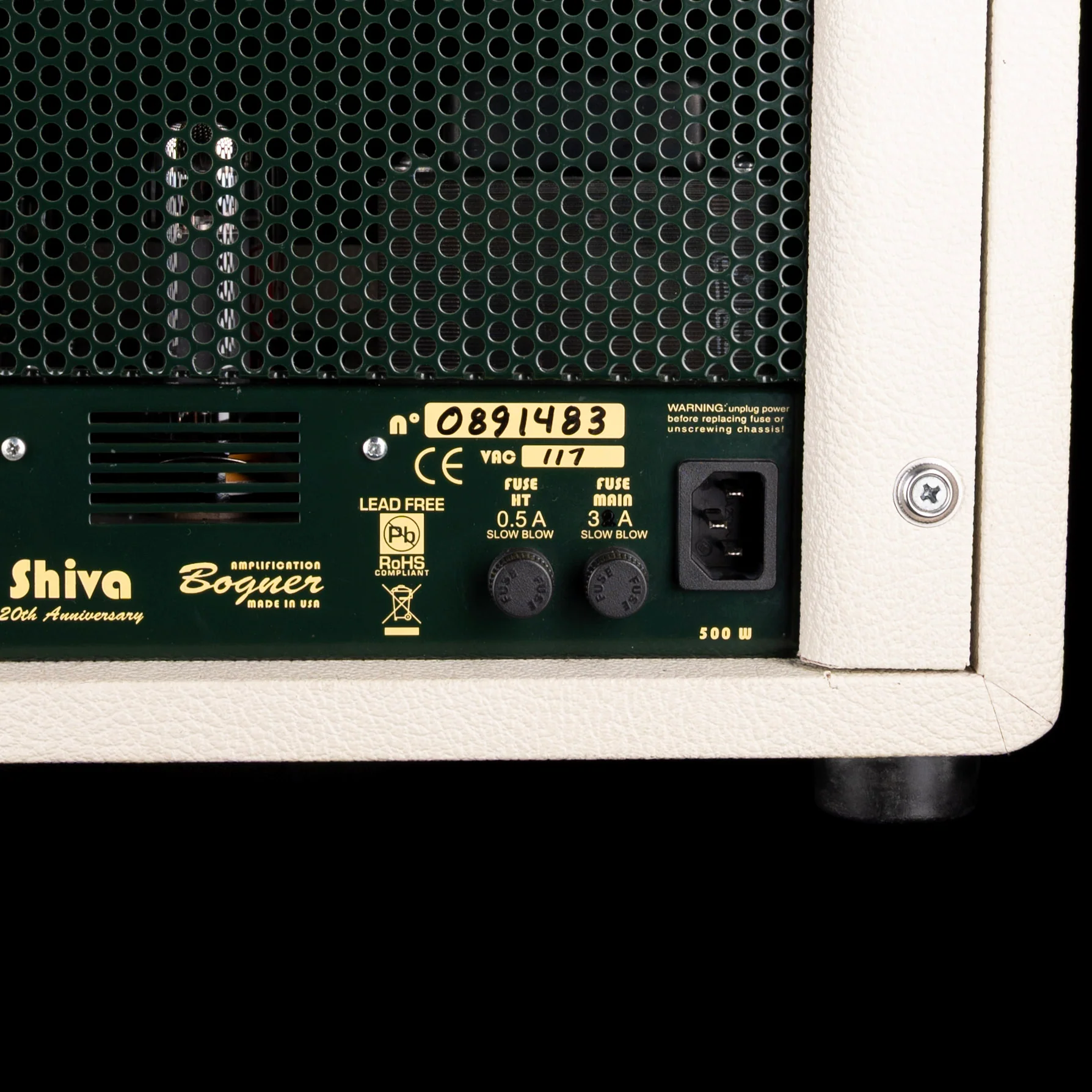 Pre Owned Bogner Shiva 20th Anniversary Guitar Amp Head Ivory White With Bogner 2x12" Ivory White Guitar Amp Cabinet - Image 12