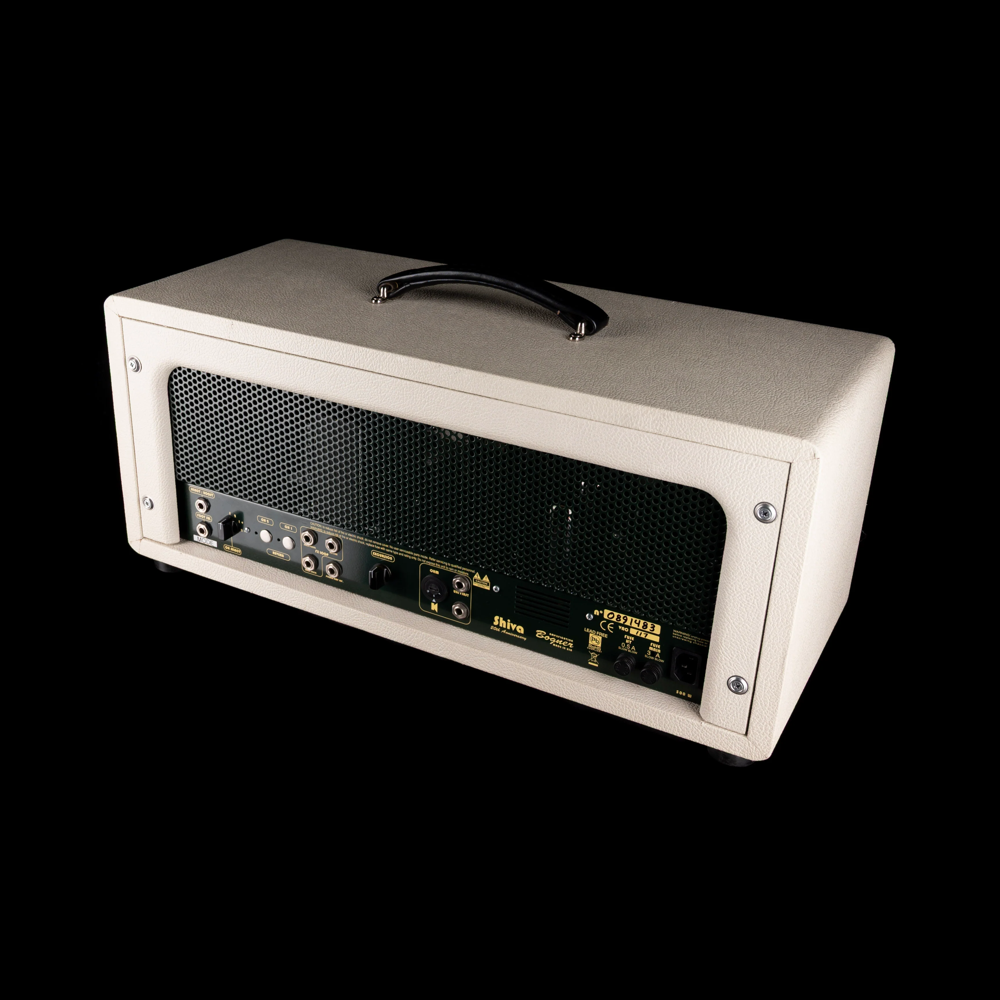 Pre Owned Bogner Shiva 20th Anniversary Guitar Amp Head Ivory White With Bogner 2x12" Ivory White Guitar Amp Cabinet - Image 13