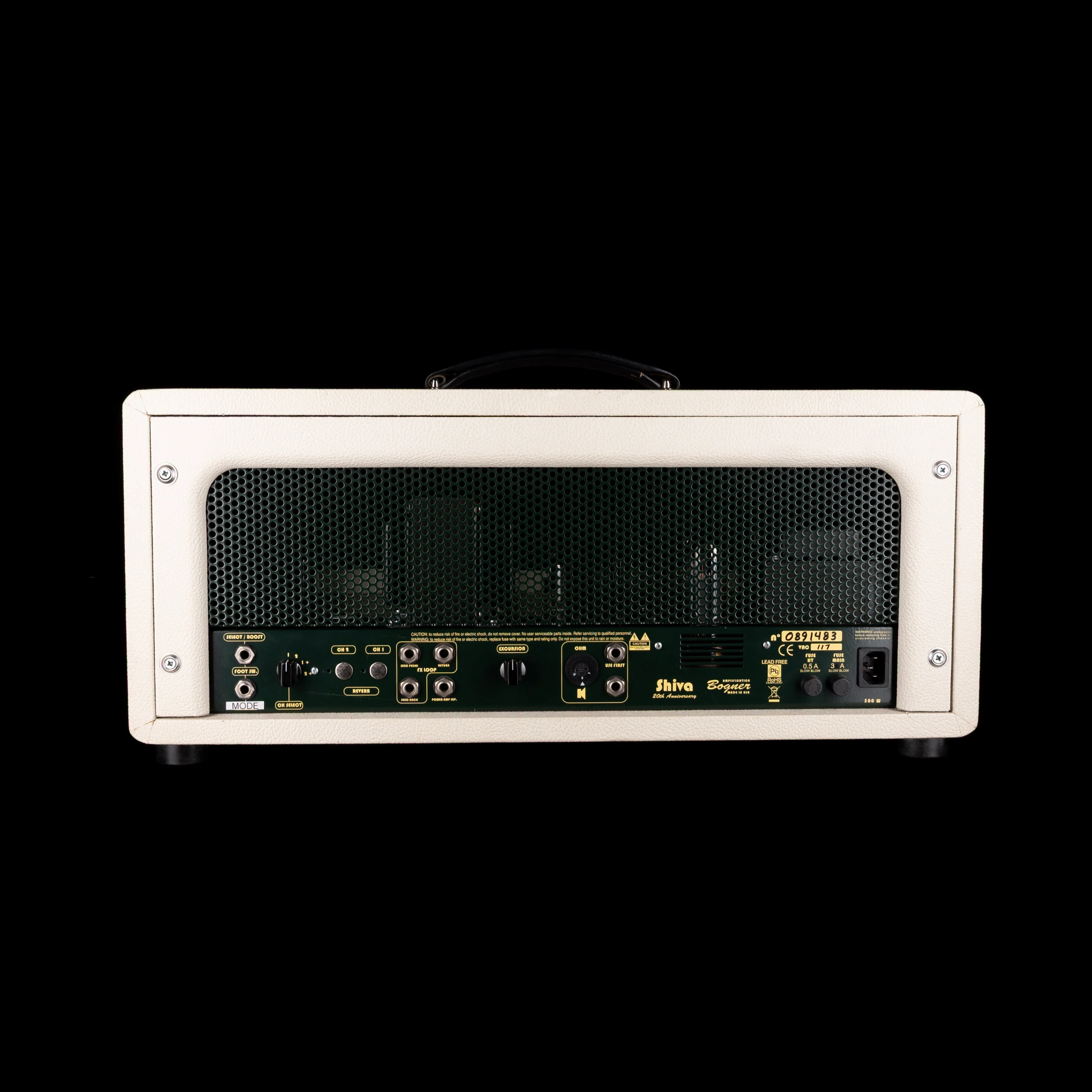 Pre Owned Bogner Shiva 20th Anniversary Guitar Amp Head Ivory White With Bogner 2x12" Ivory White Guitar Amp Cabinet - Image 9