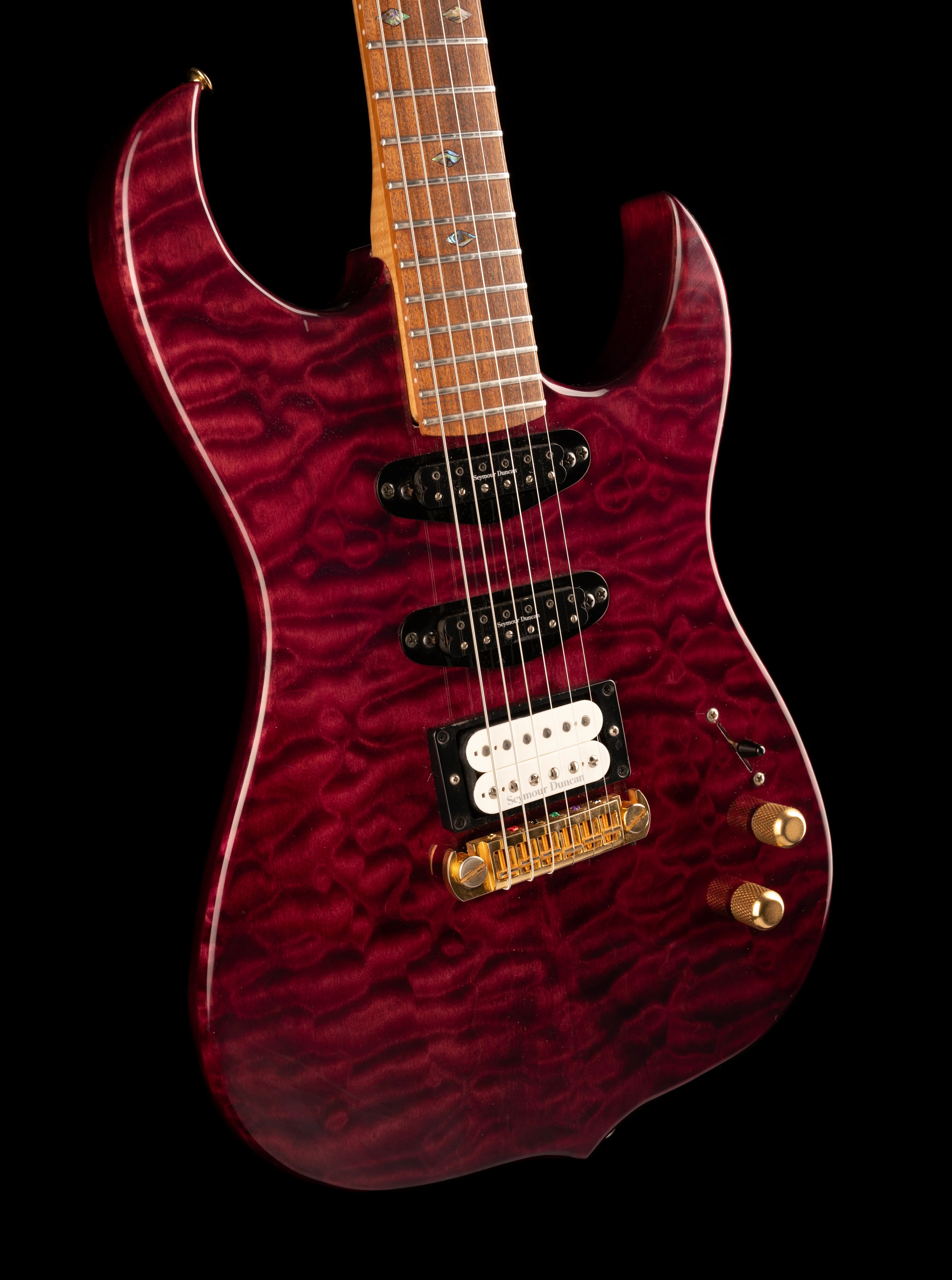 Pre Owned California Jalapeno Dark Transparent Red Electric Guitar With Case - Image 10