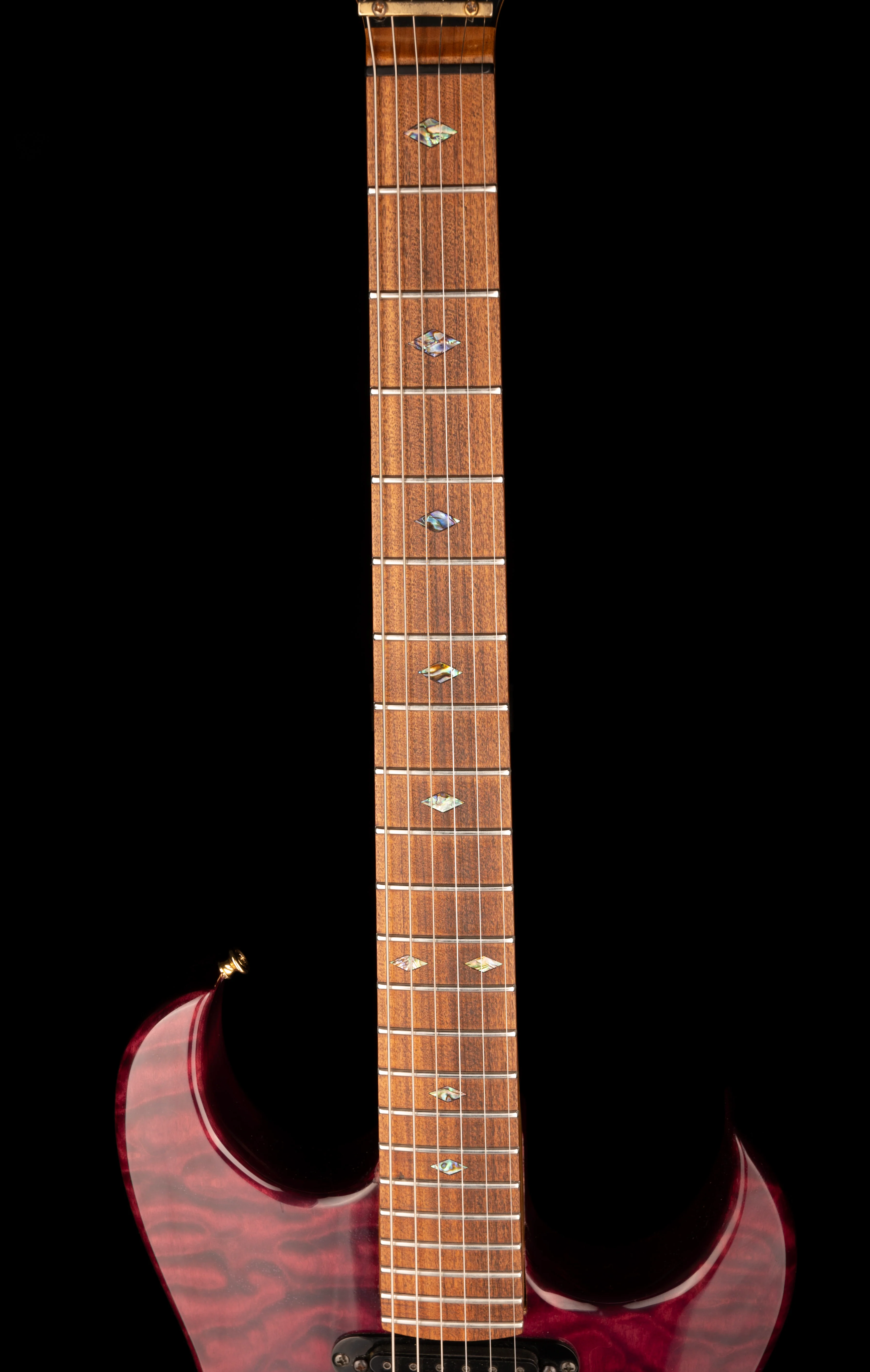Pre Owned California Jalapeno Dark Transparent Red Electric Guitar With Case - Image 11