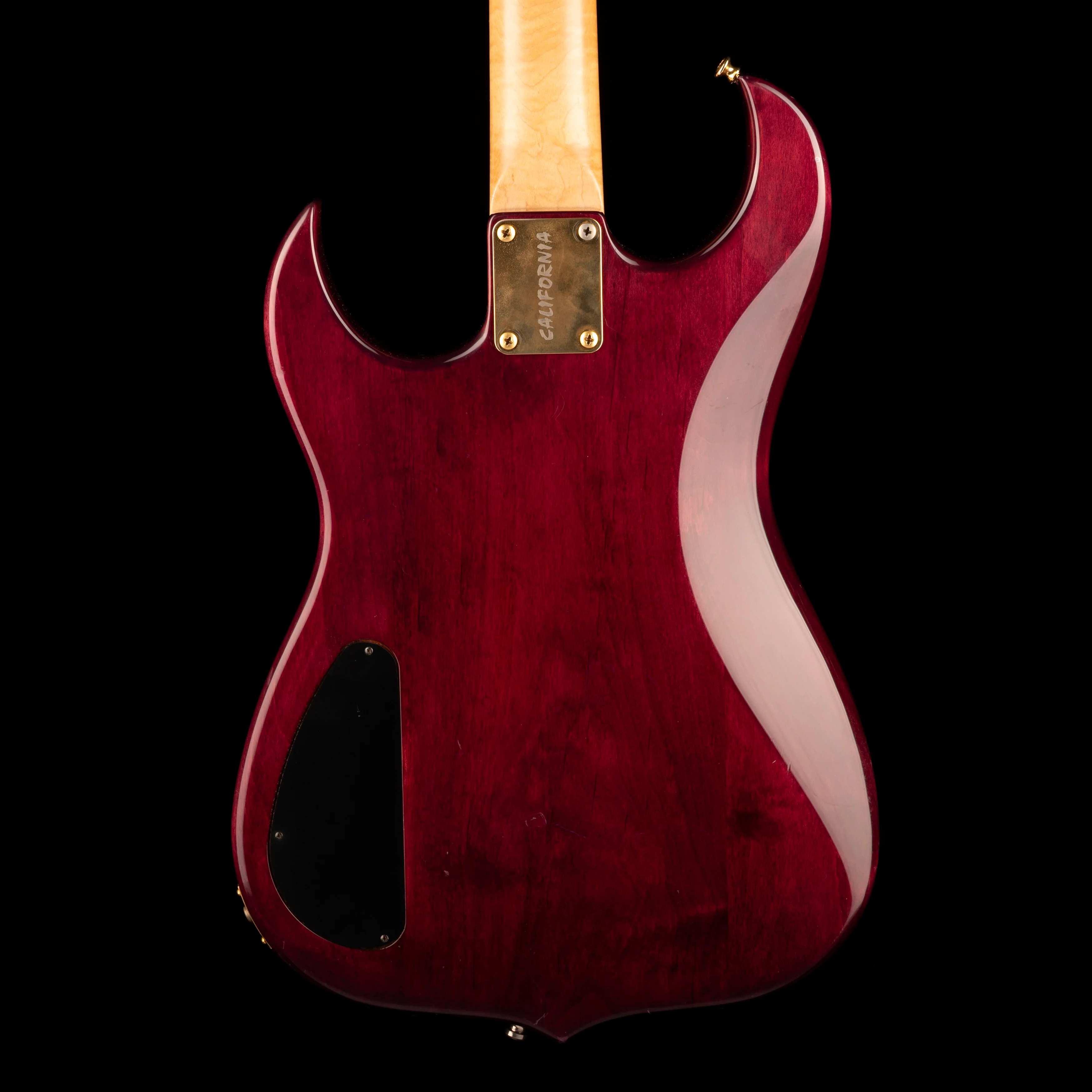 Pre Owned California Jalapeno Dark Transparent Red Electric Guitar With Case - Image 12