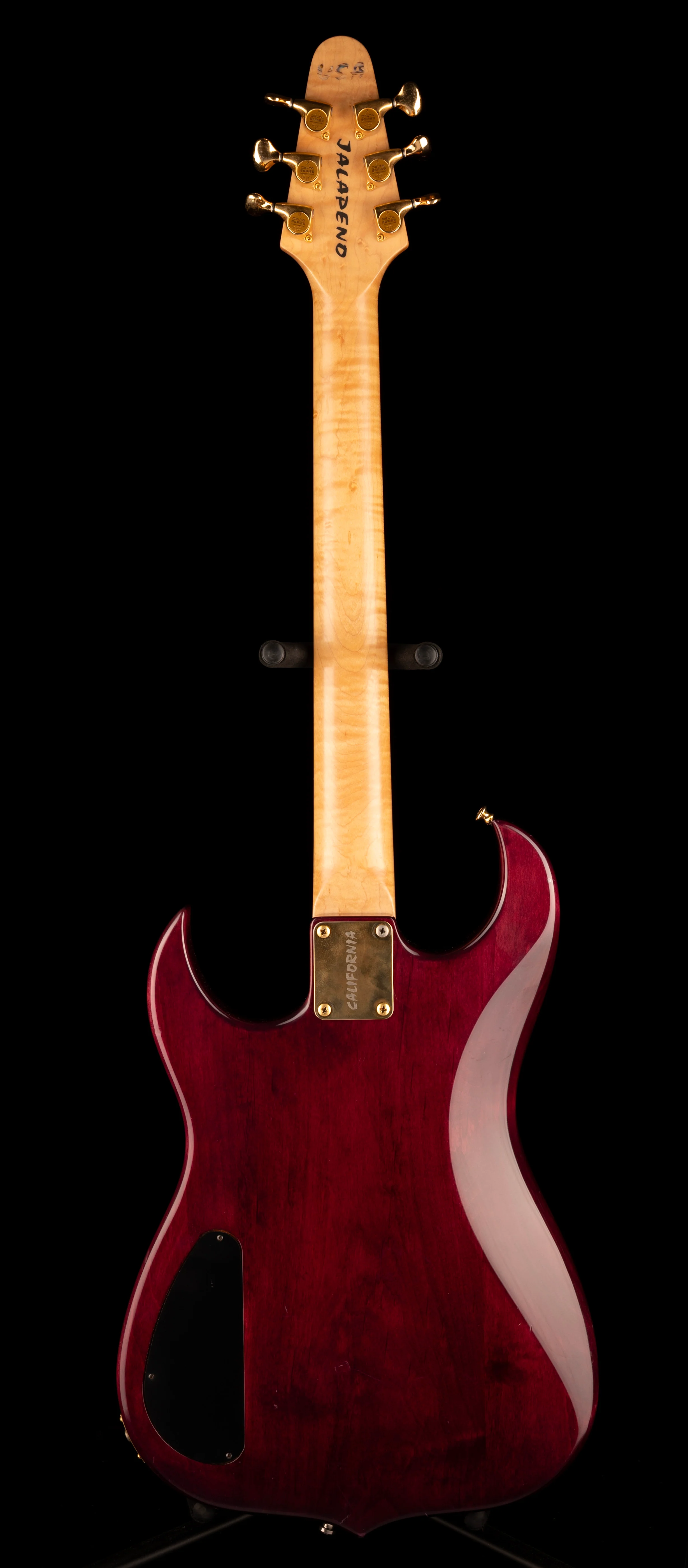 Pre Owned California Jalapeno Dark Transparent Red Electric Guitar With Case - Image 13