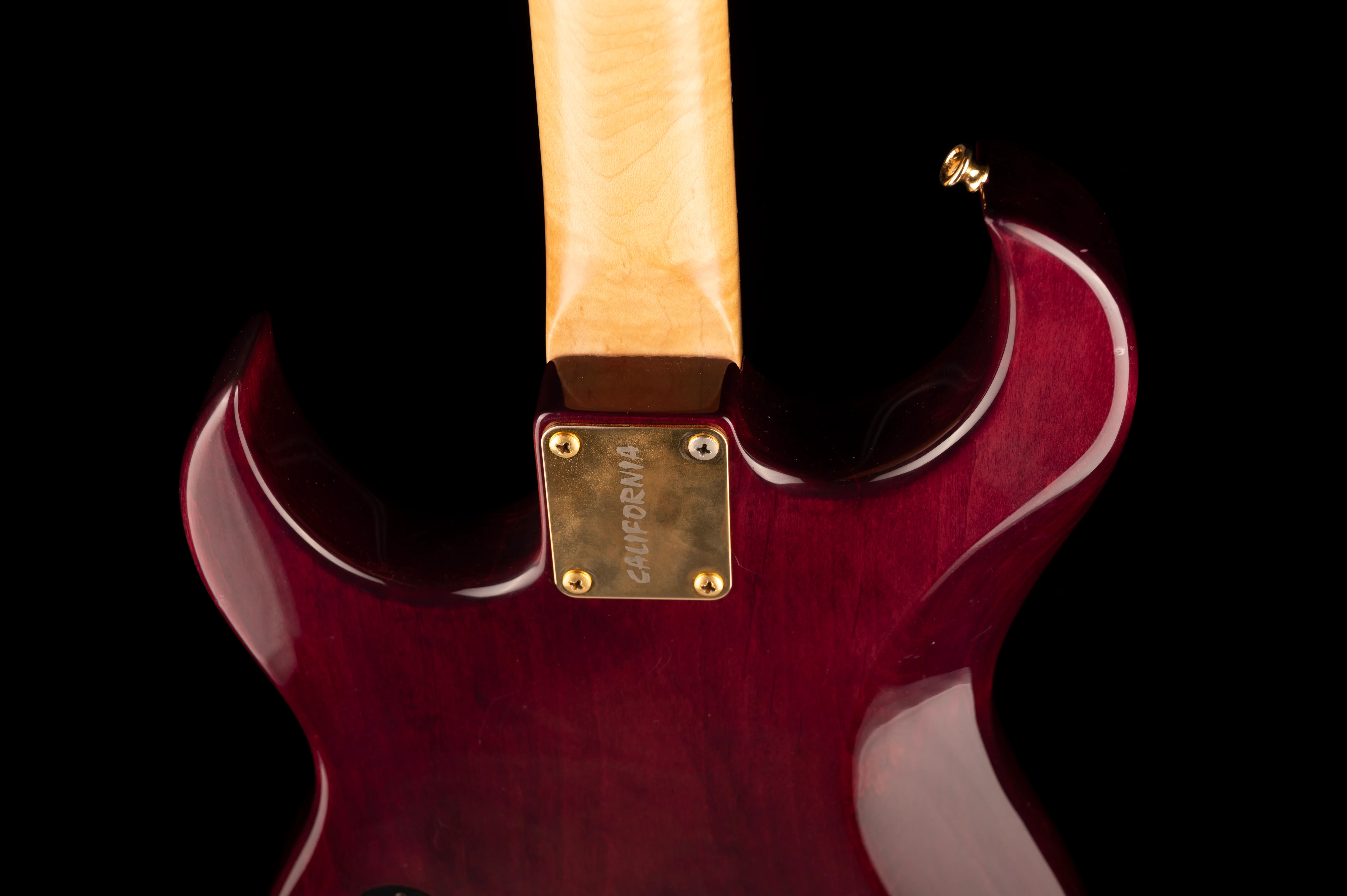 Pre Owned California Jalapeno Dark Transparent Red Electric Guitar With Case - Image 14