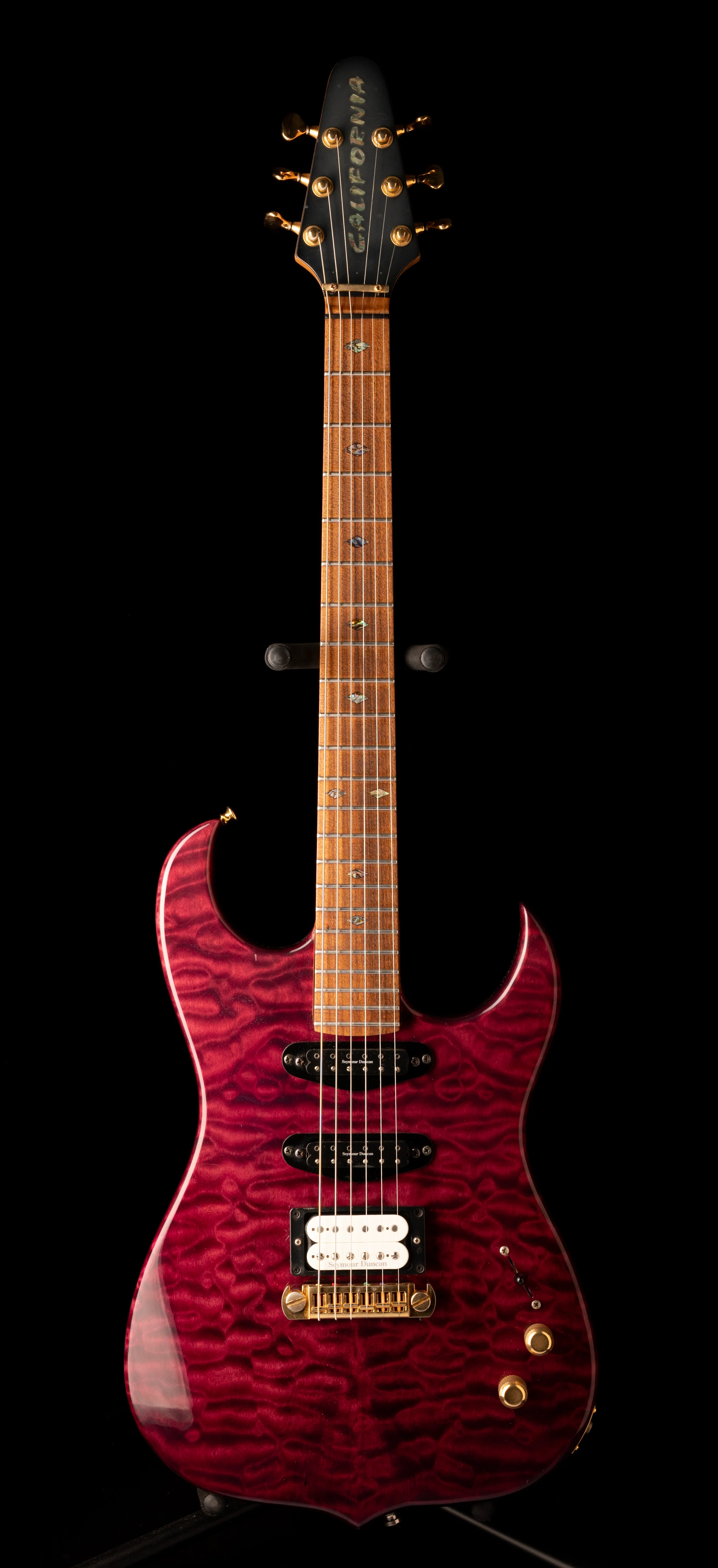 Pre Owned California Jalapeno Dark Transparent Red Electric Guitar With Case - Image 2