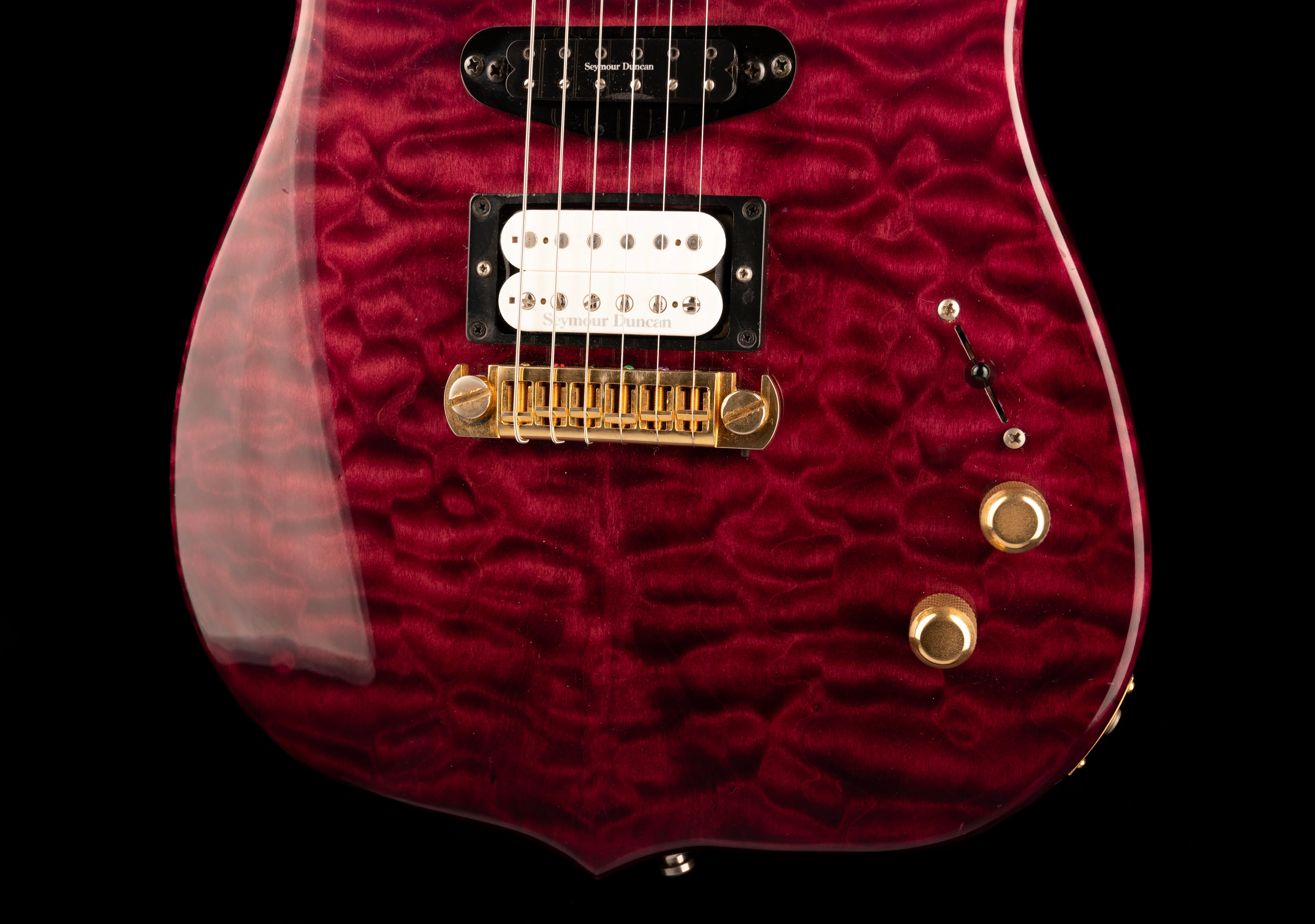 Pre Owned California Jalapeno Dark Transparent Red Electric Guitar With Case - Image 5