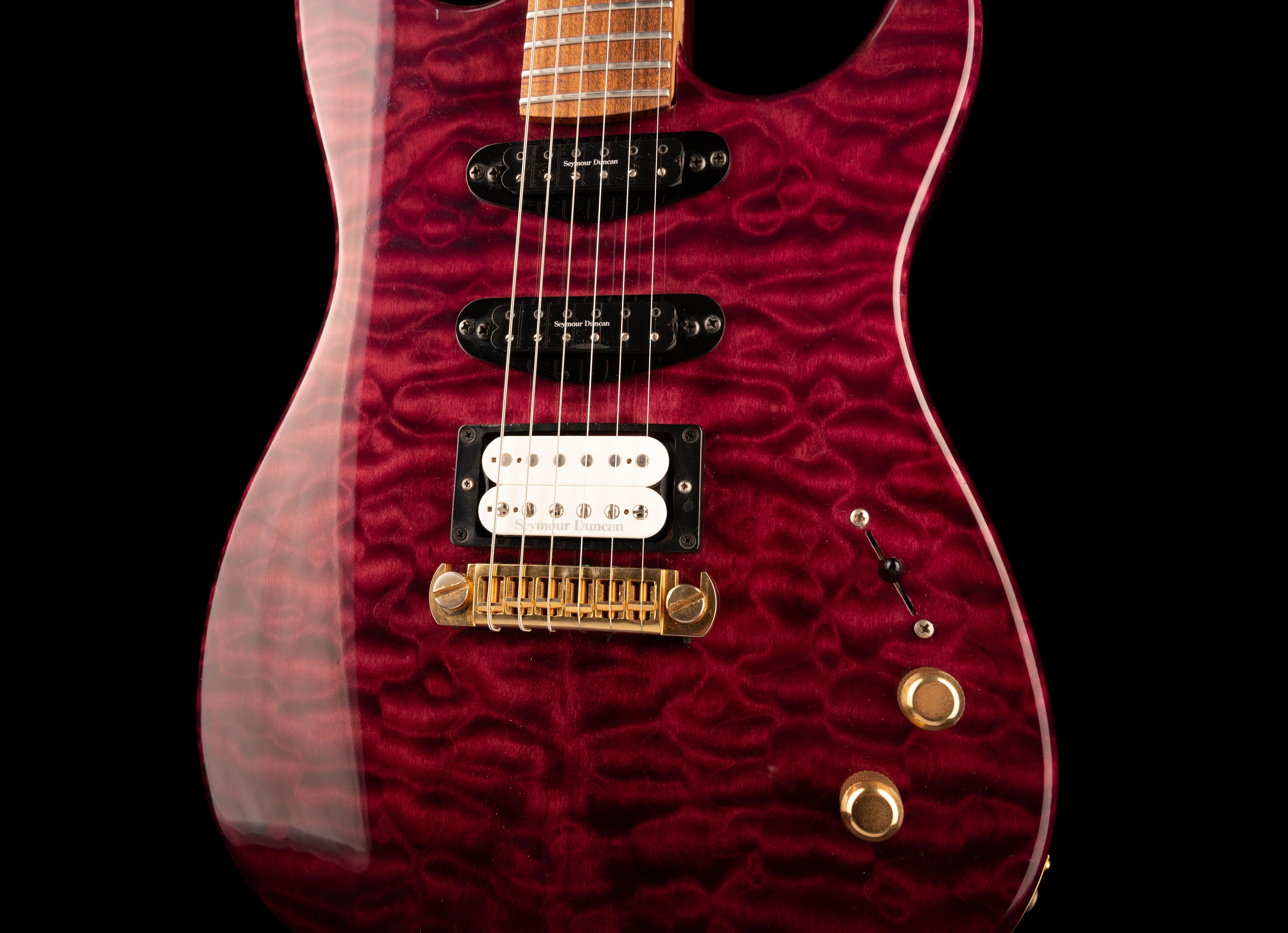 Pre Owned California Jalapeno Dark Transparent Red Electric Guitar With Case - Image 6