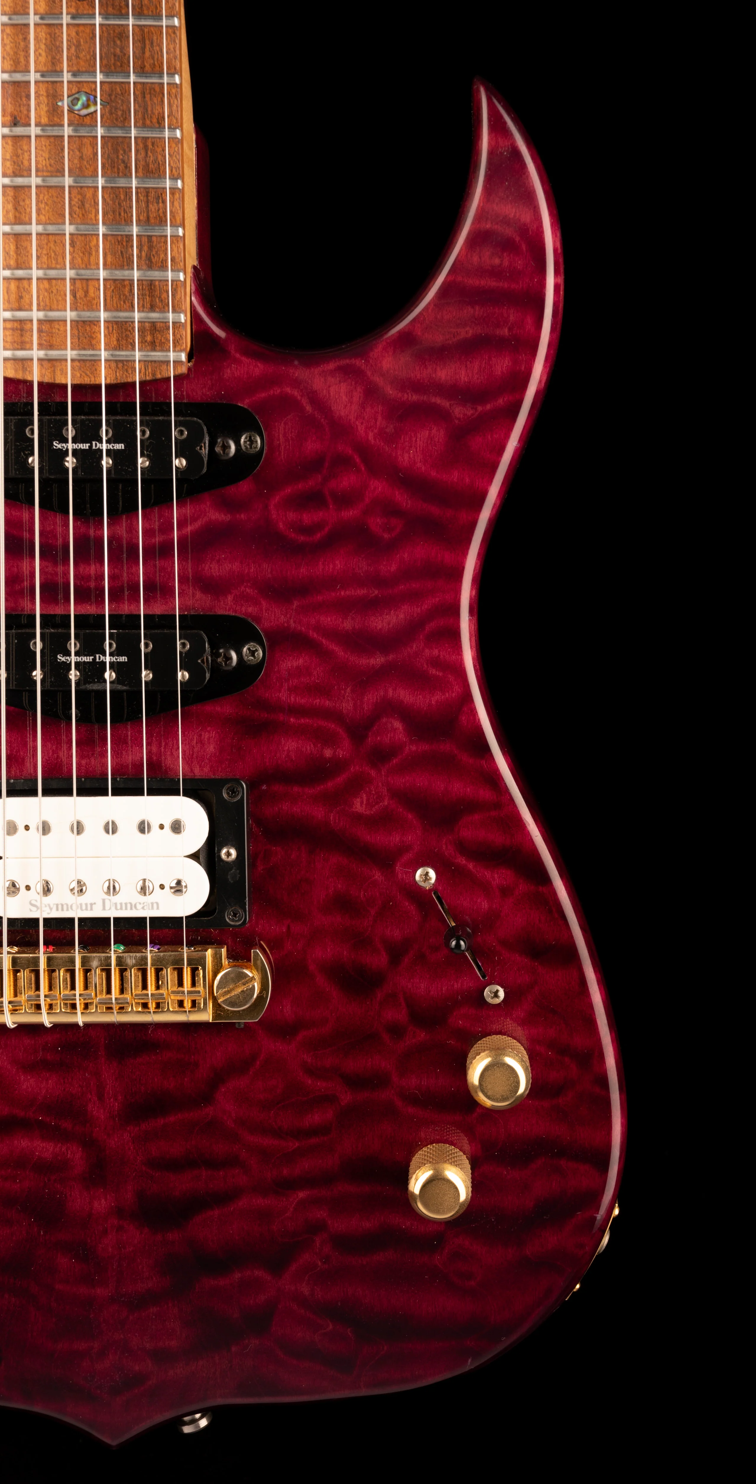 Pre Owned California Jalapeno Dark Transparent Red Electric Guitar With Case - Image 9