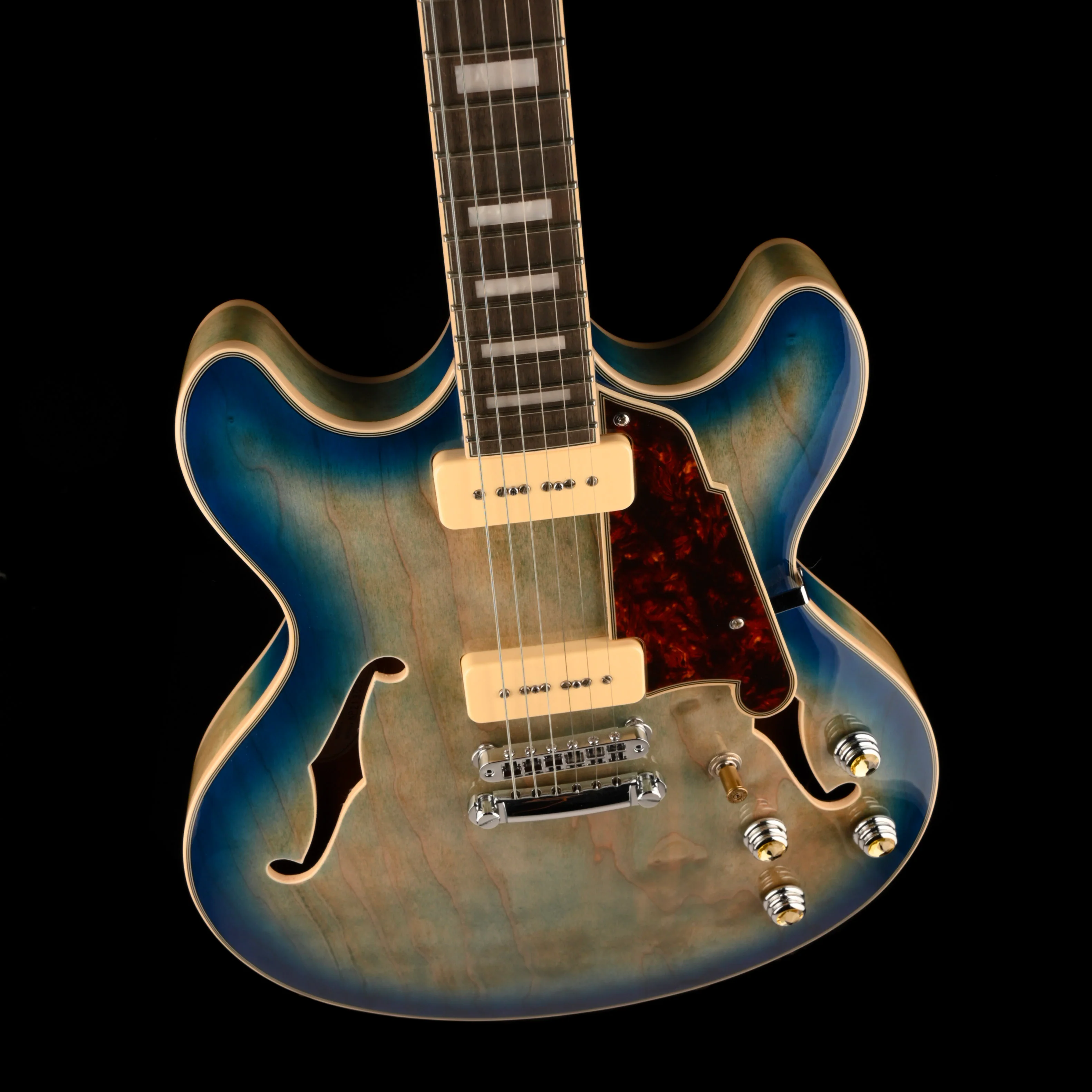 Pre Owned D'Angelico	Premier Series DC Boardwalk Semi-Hollow Blue Burst With Bag - Image 4