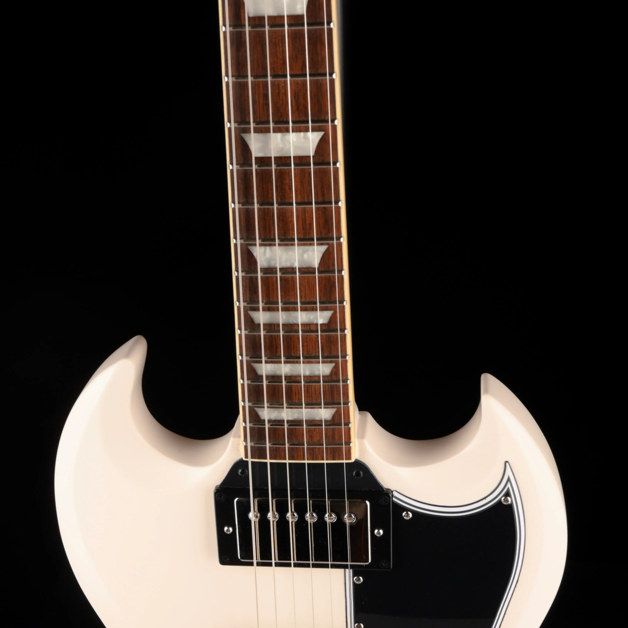Pre Owned Epiphone 1961 Les Paul SG Standard Aged Classic White With OHSC - Image 3