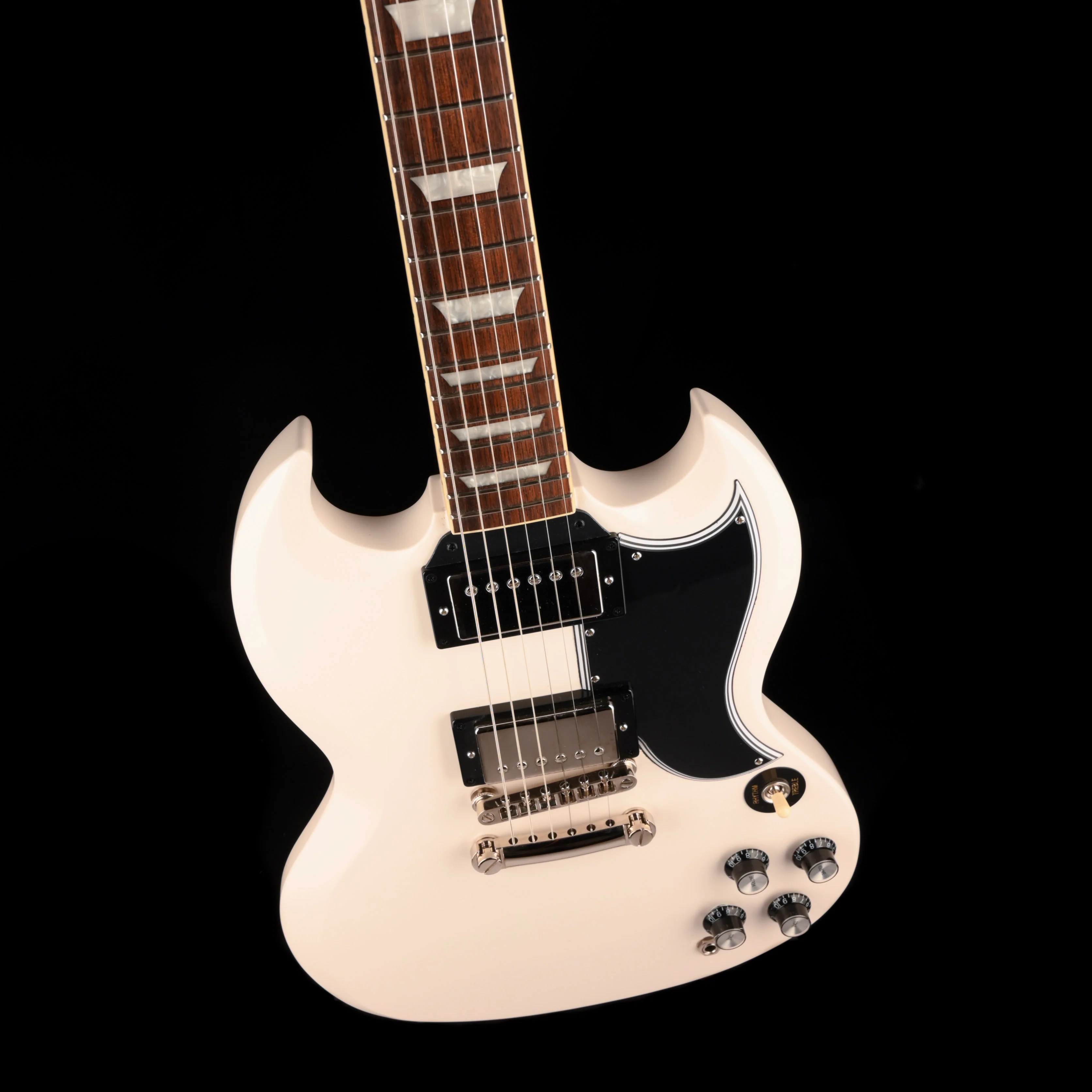 Pre Owned Epiphone 1961 Les Paul SG Standard Aged Classic White With OHSC - Image 4
