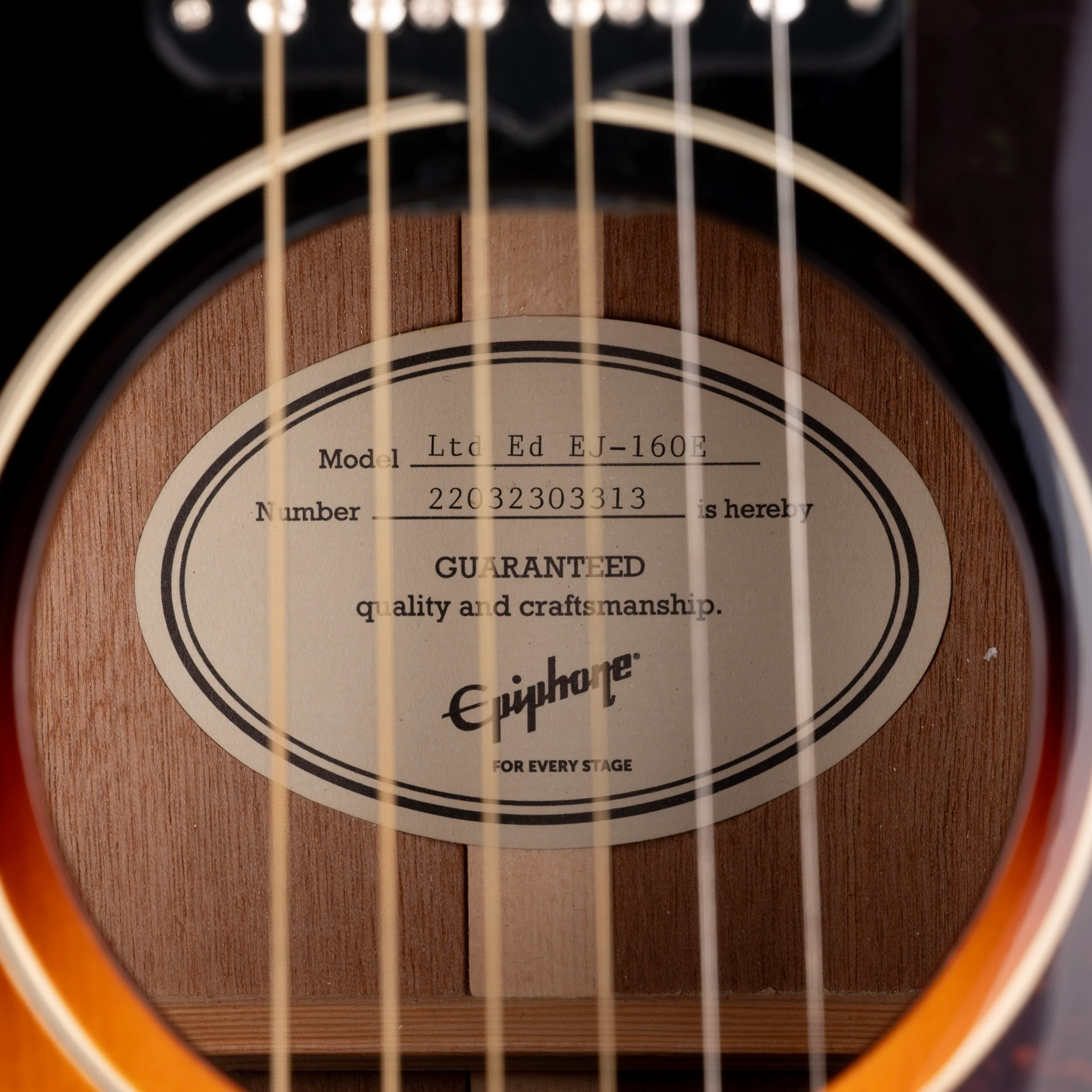 Pre Owned Epiphone EJ-160E Acoustic Electric Guitar With Gig Bag - Image 7
