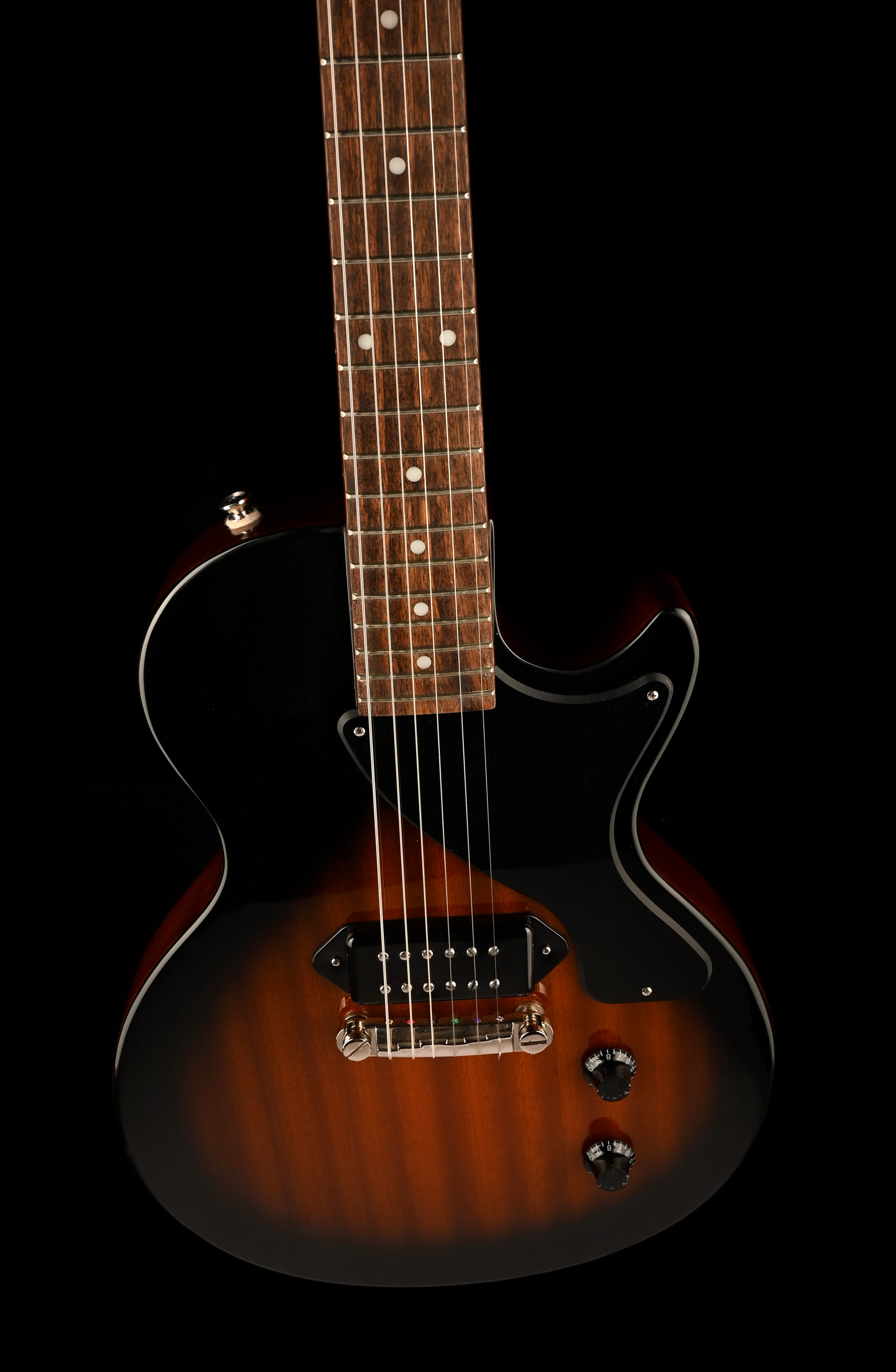 Pre Owned Epiphone “Inspired by Gibson” Les Paul Junior Tobacco Sunburst With Case - Image 4