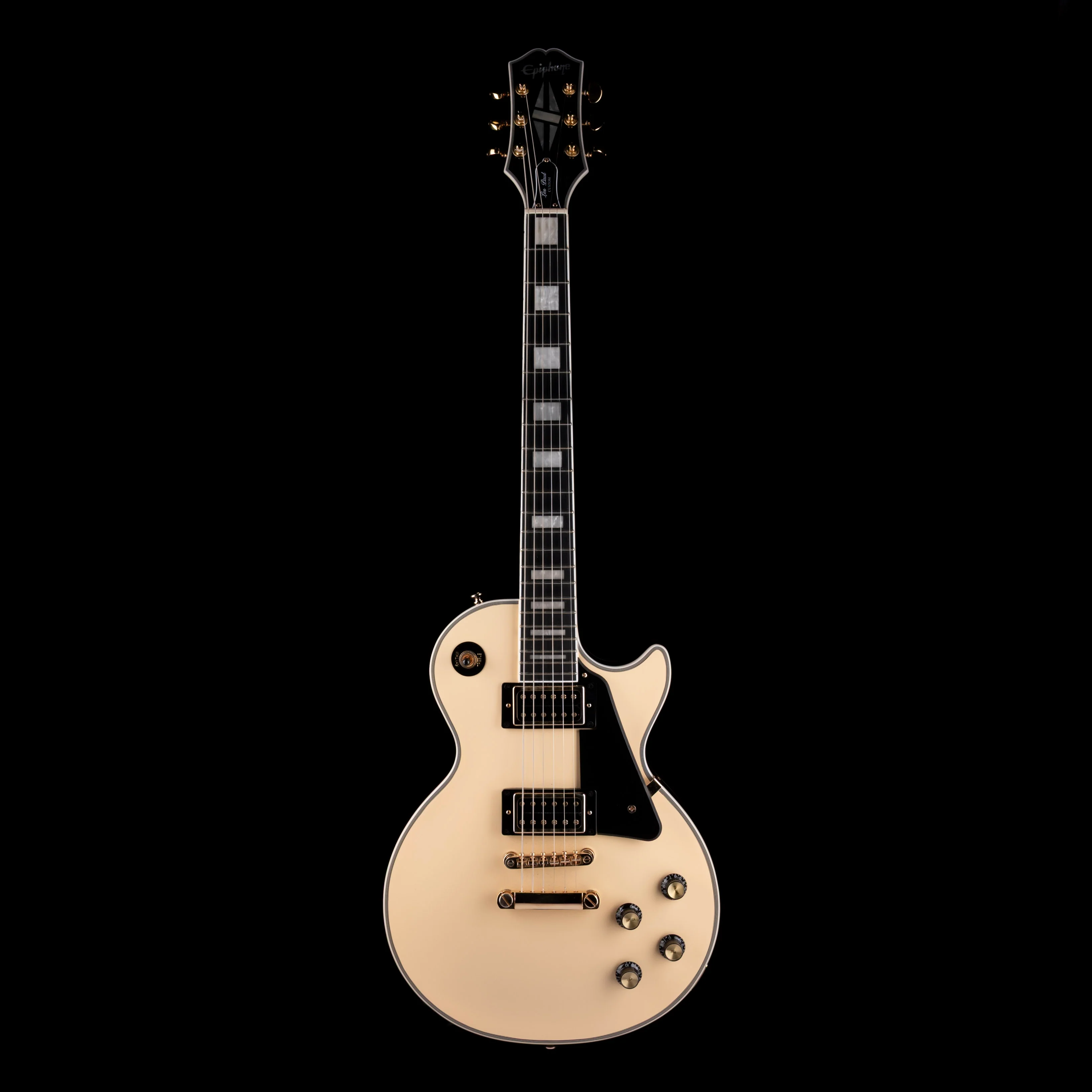 Pre Owned Epiphone Les Paul Custom Blackback Antique Ivory - Image 2