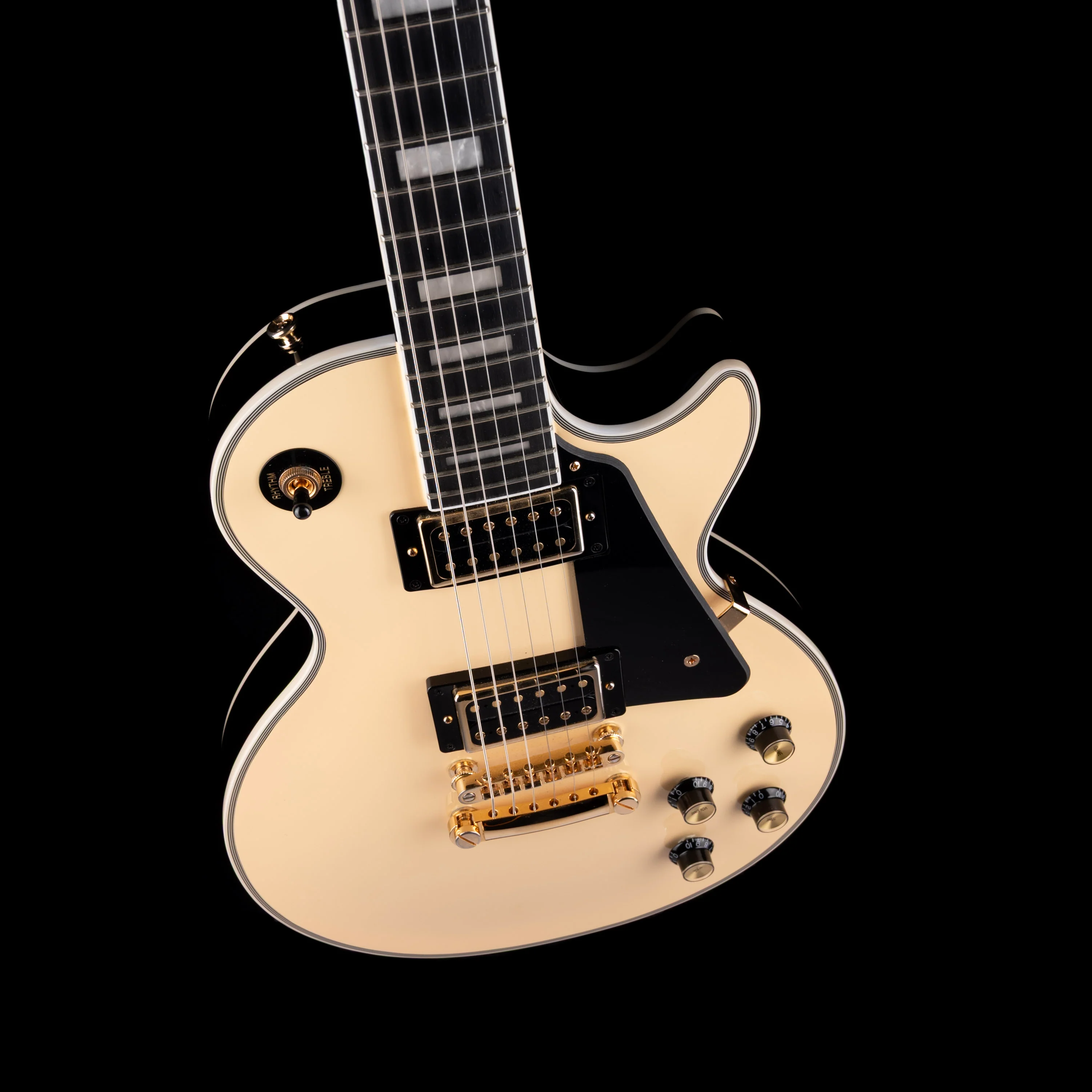 Pre Owned Epiphone Les Paul Custom Blackback Antique Ivory - Image 3