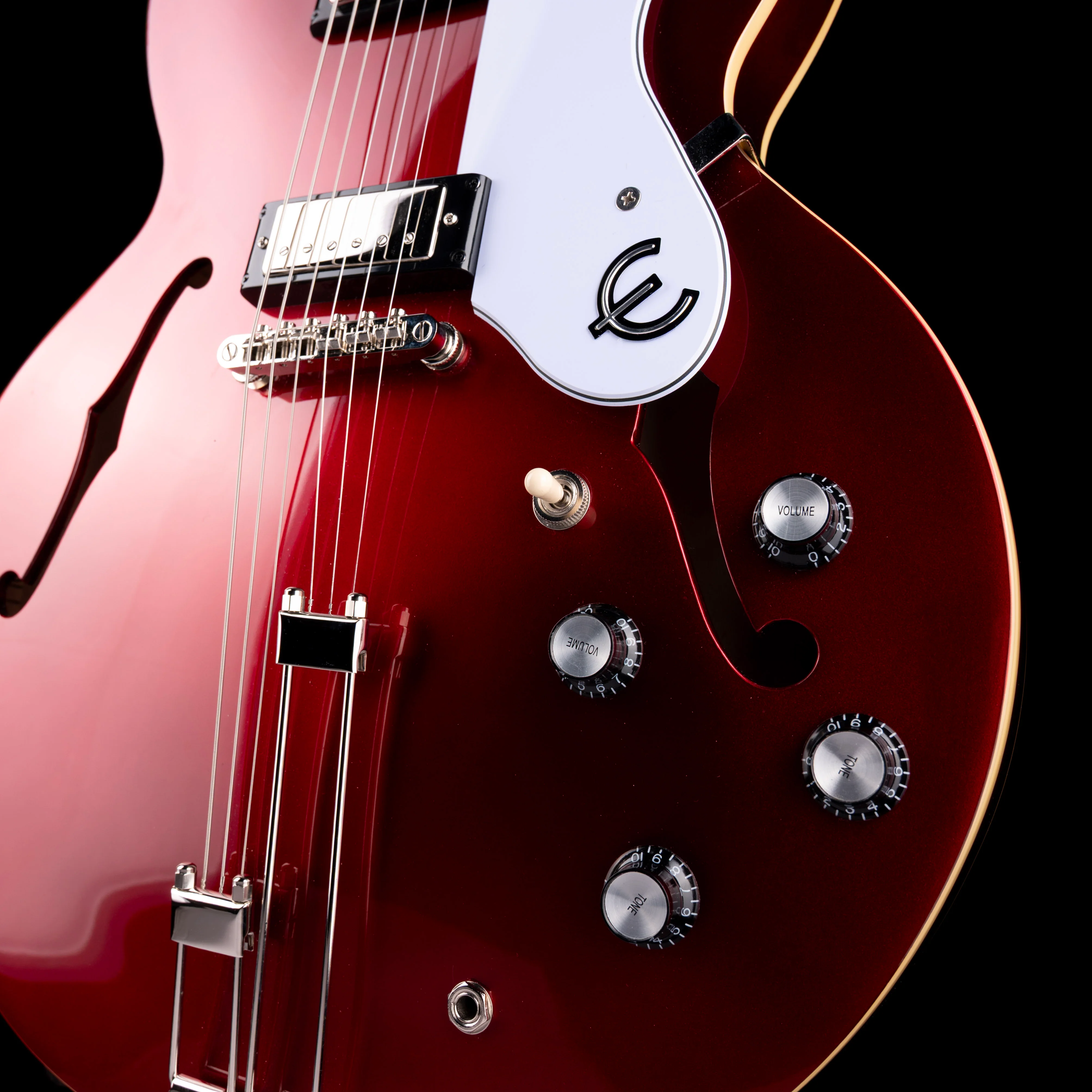 Pre Owned Epiphone Riviera Semi-Hollow Sparkling Burgundy With Gig Bag - Image 5