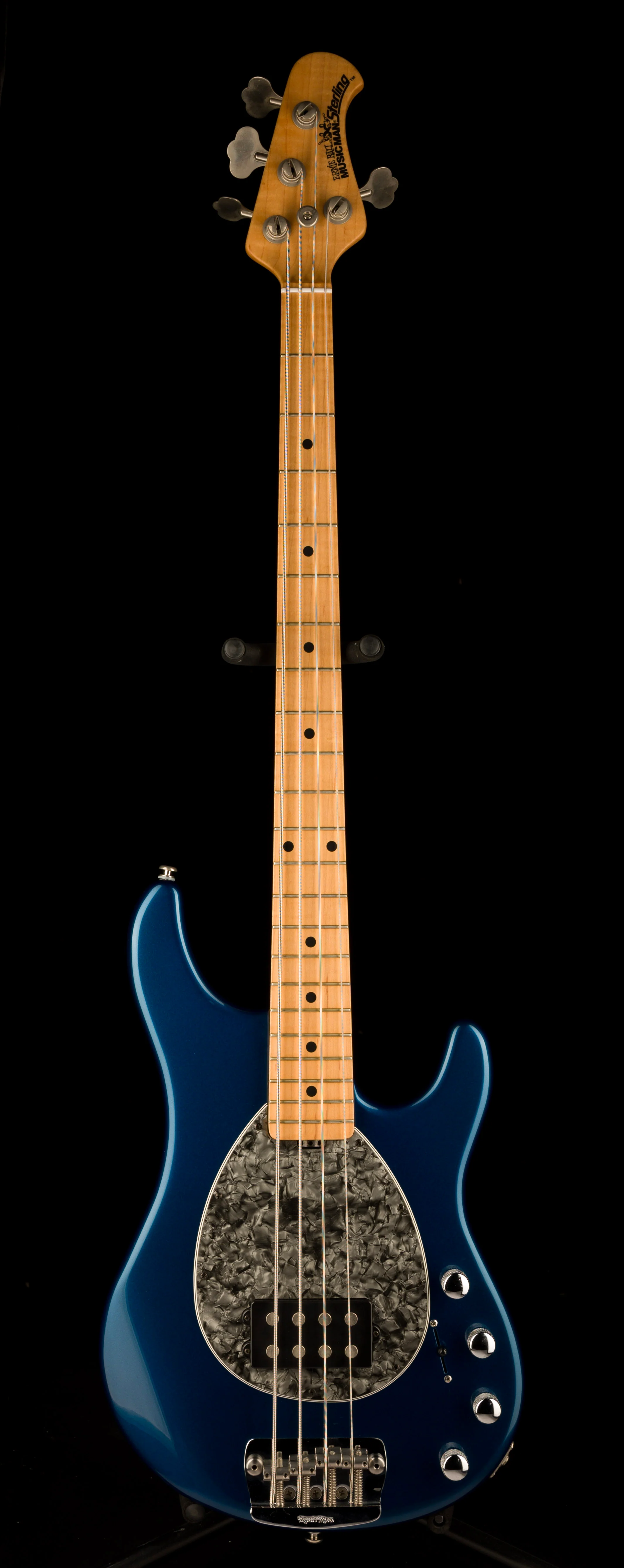 Pre Owned Ernie Ball Music Man Sterling 4-String Pearl Blue Bass With Case - Image 2