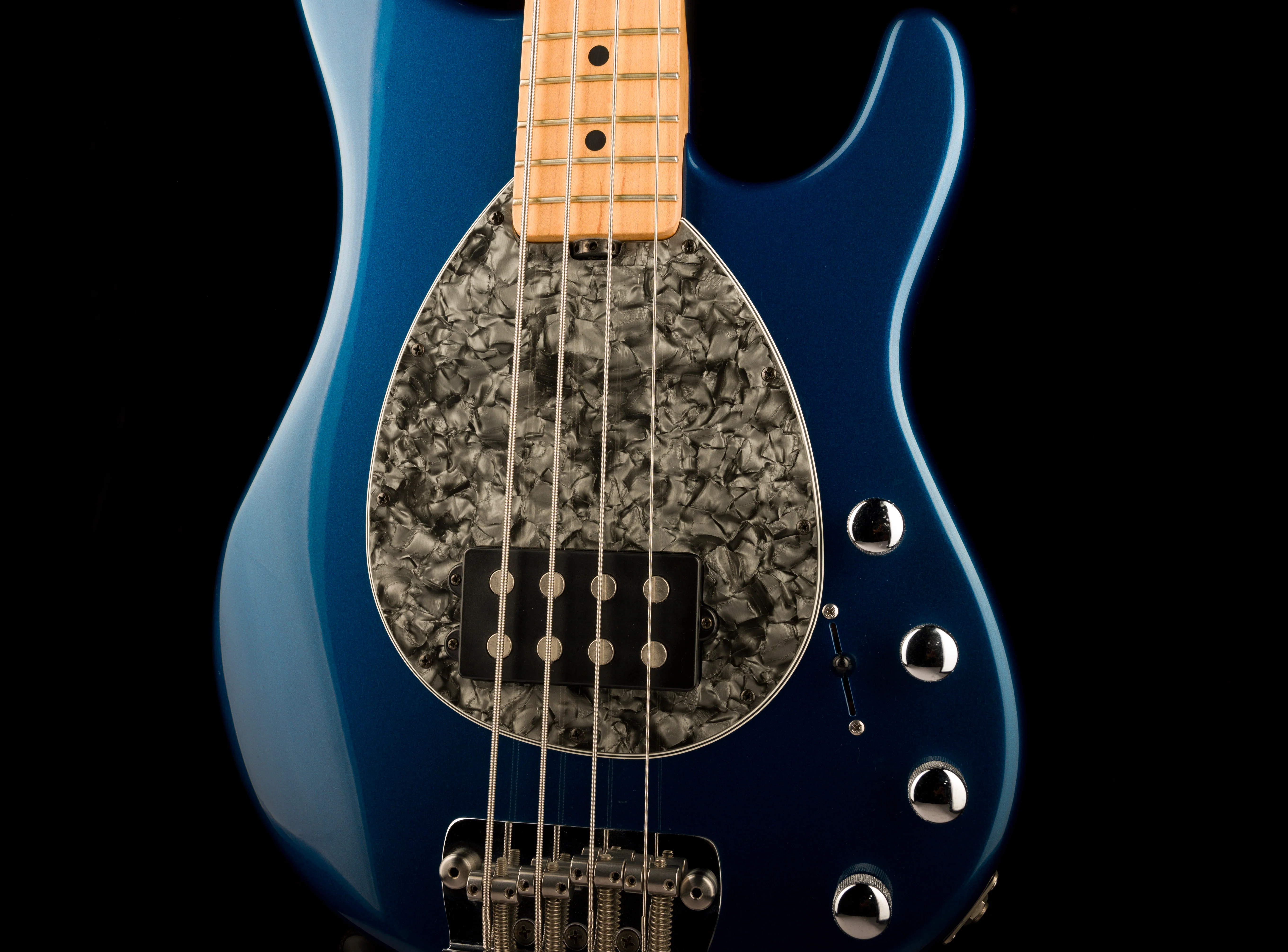 Pre Owned Ernie Ball Music Man Sterling 4-String Pearl Blue Bass With Case - Image 6