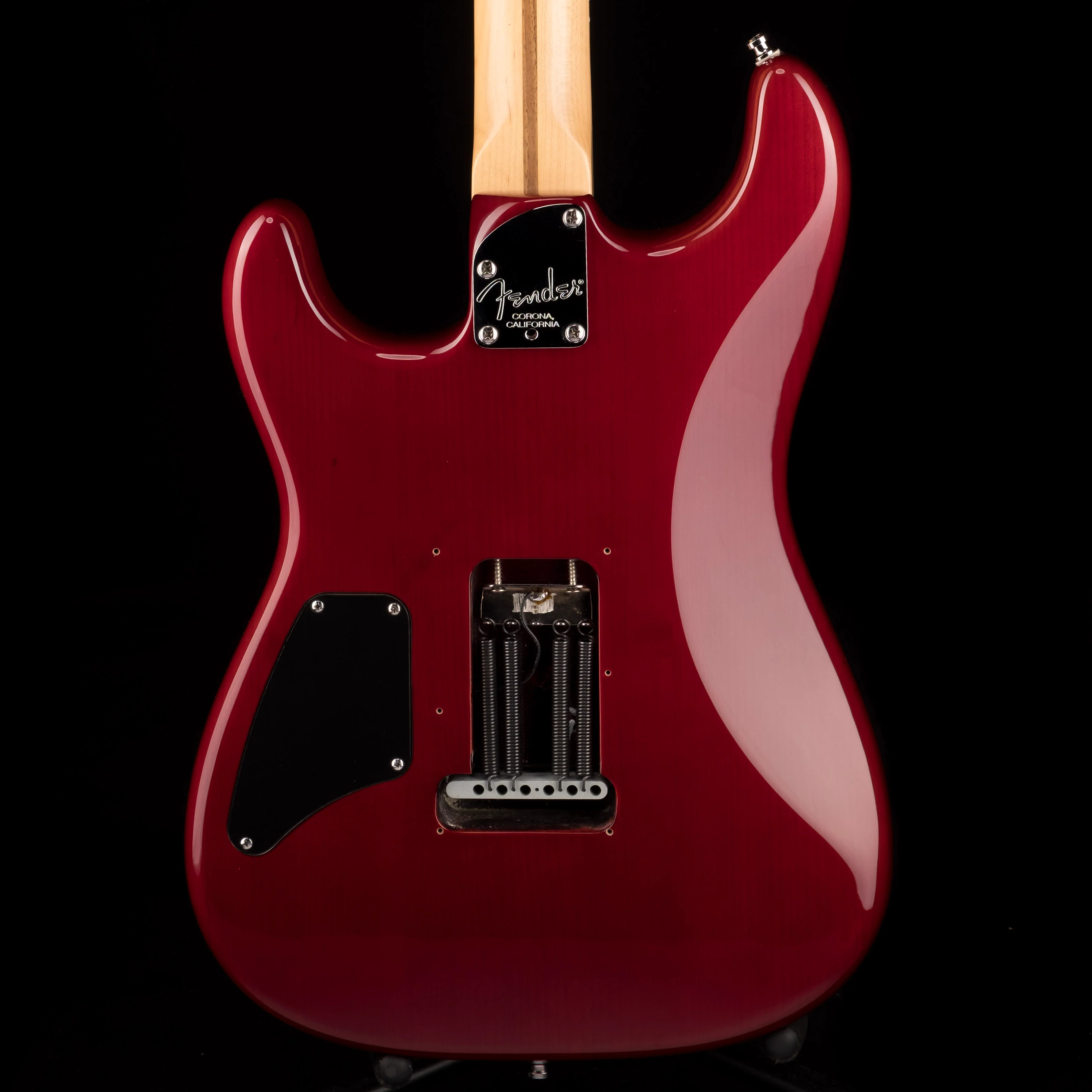Pre Owned Fender 60th Anniversary American Deluxe QMT HSS Stratocaster Bing Cherry Transparent With Gig Bag - Image 12