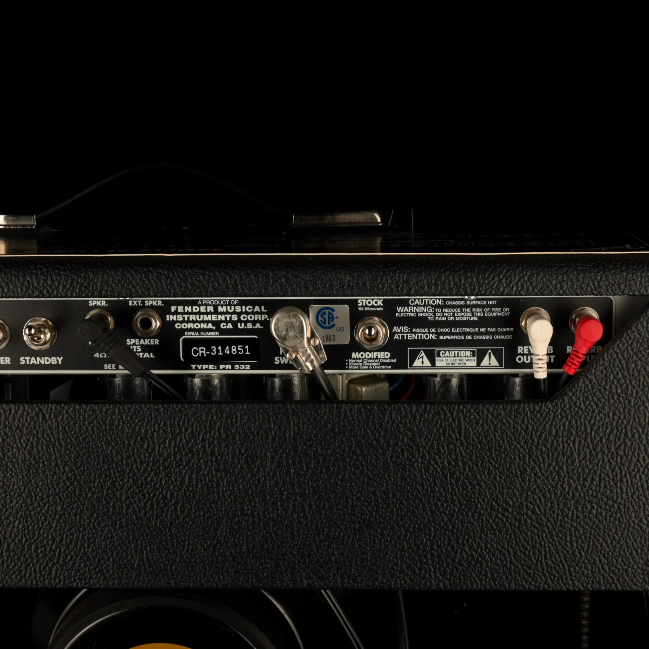 Pre Owned Fender '64 Vibroverb Custom Guitar Amp Combo With Footswitch And Cover - Image 12