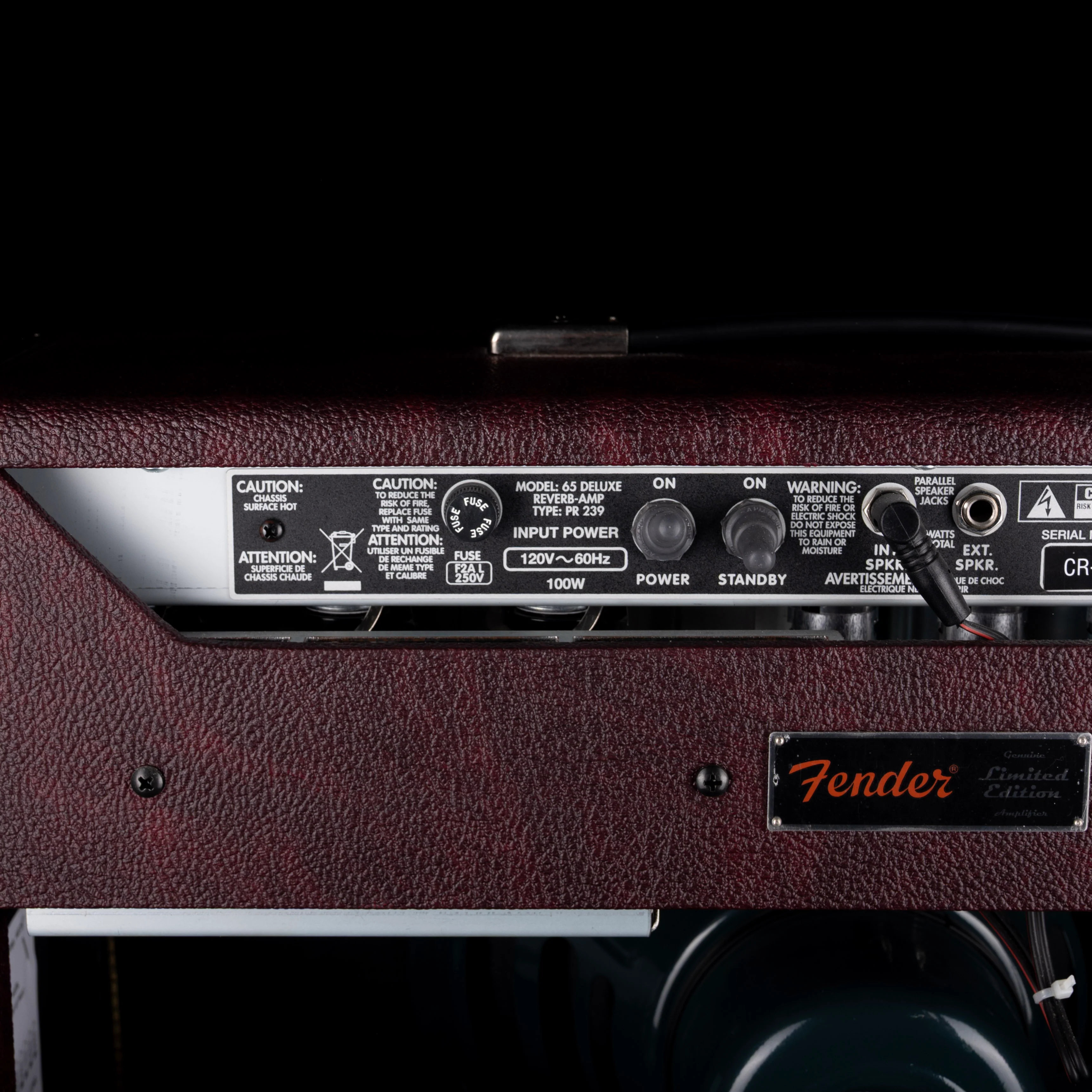 Pre Owned Fender '65 Deluxe Reverb "Bordeaux Blues" FSR Guitar Amp Combo - Image 10