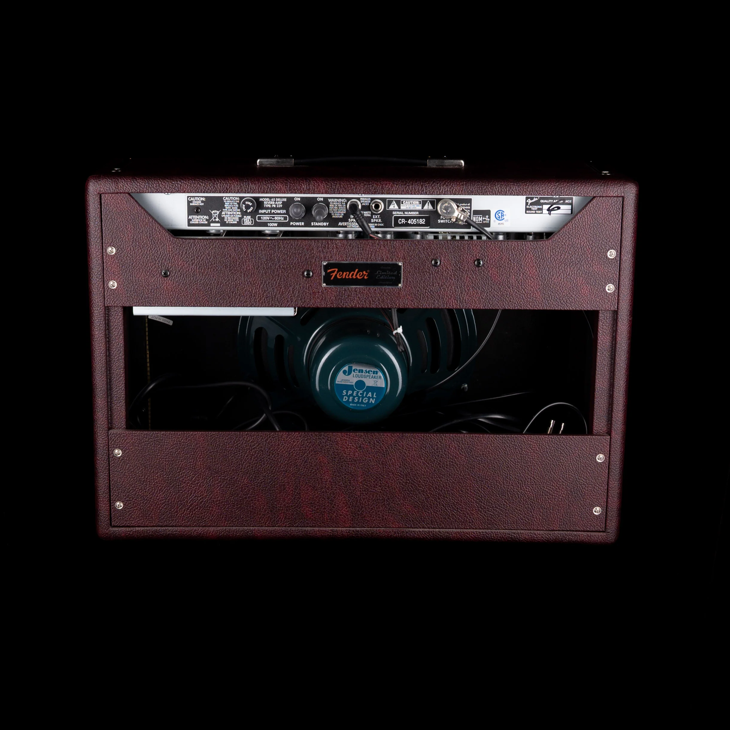 Pre Owned Fender '65 Deluxe Reverb "Bordeaux Blues" FSR Guitar Amp Combo - Image 8