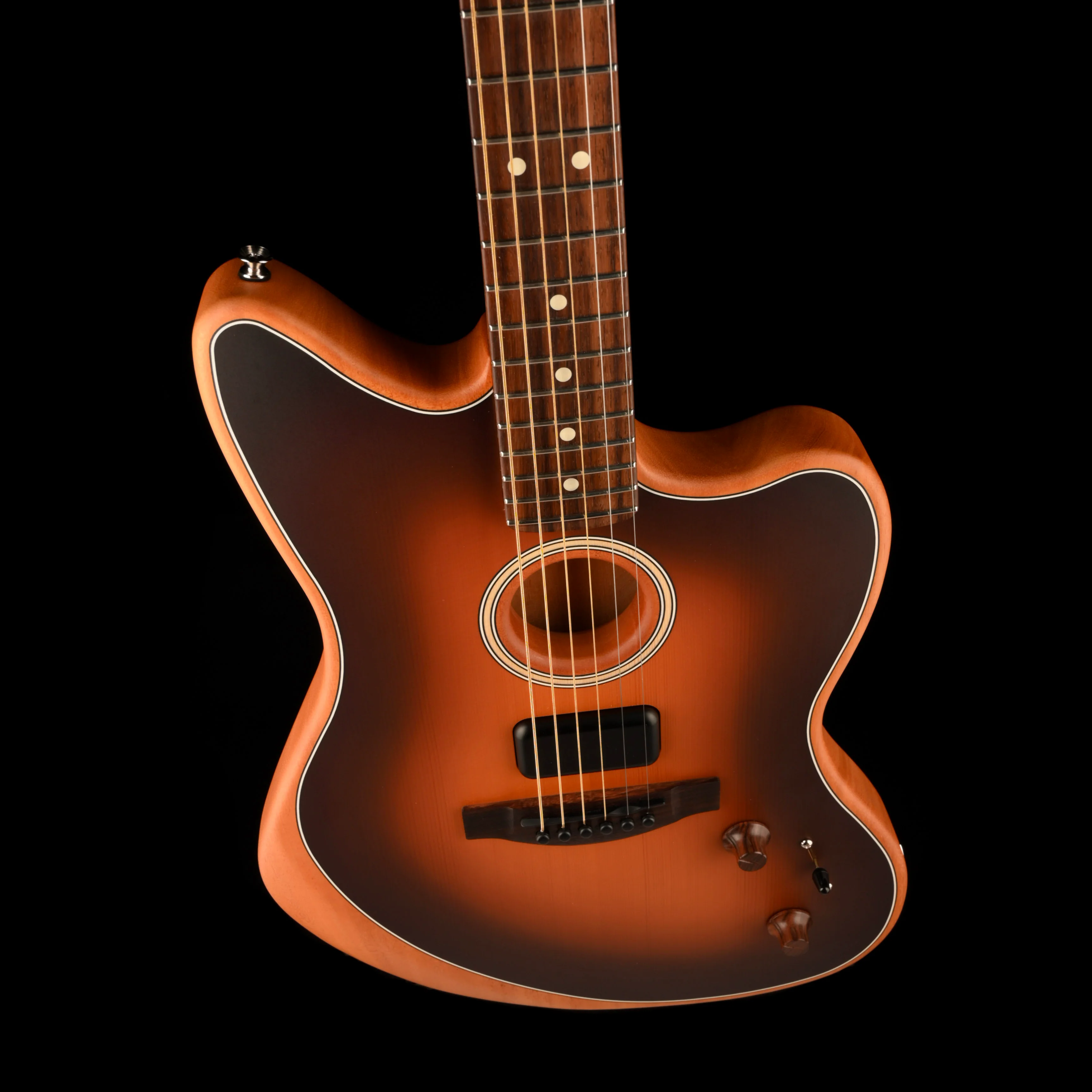 Pre Owned Fender Acoustasonic Player Jazzmaster Sunburst With Gig Bag - Image 3