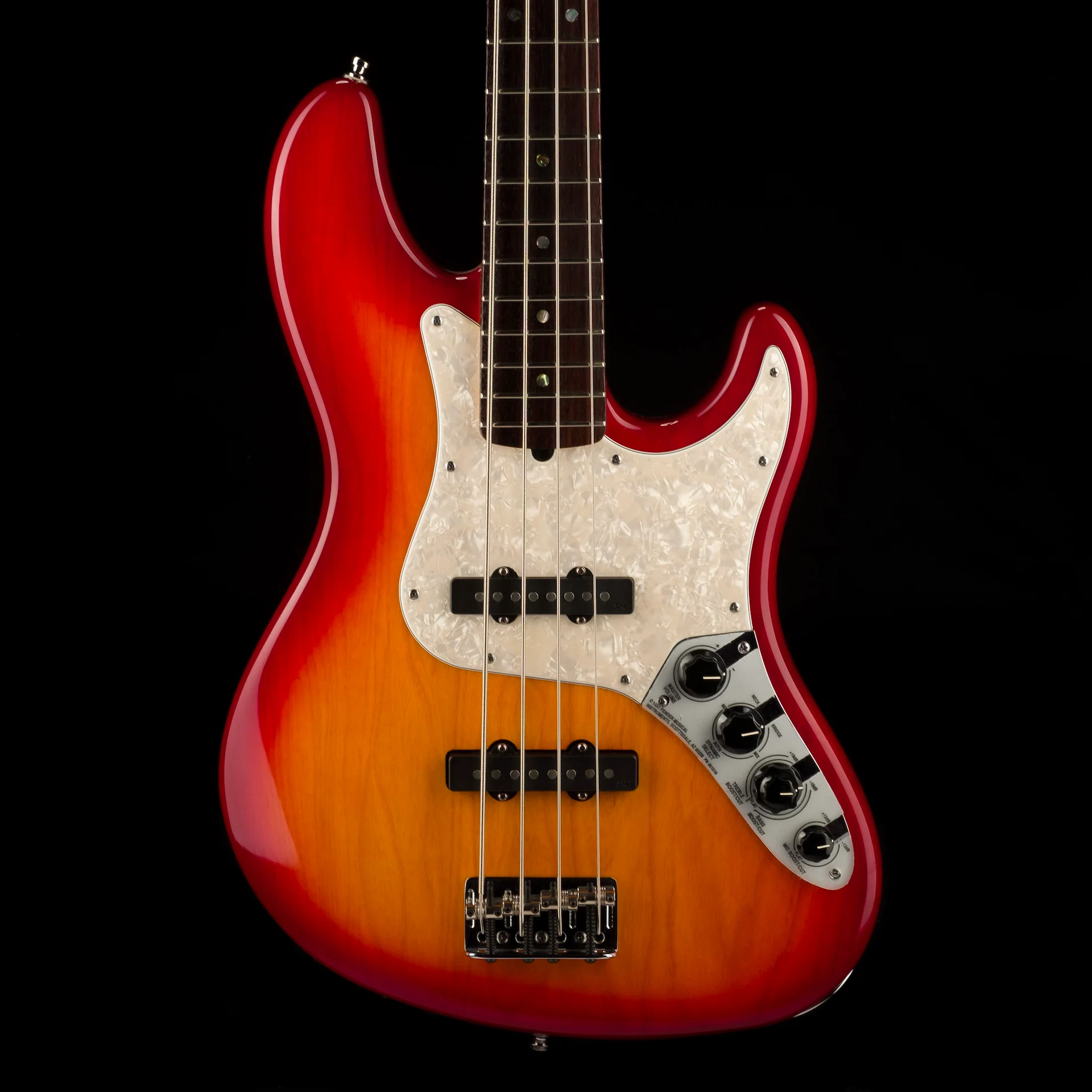 Pre Owned '05 Fender American Deluxe Jazz Bass Aged Cherry Burst With OHSC