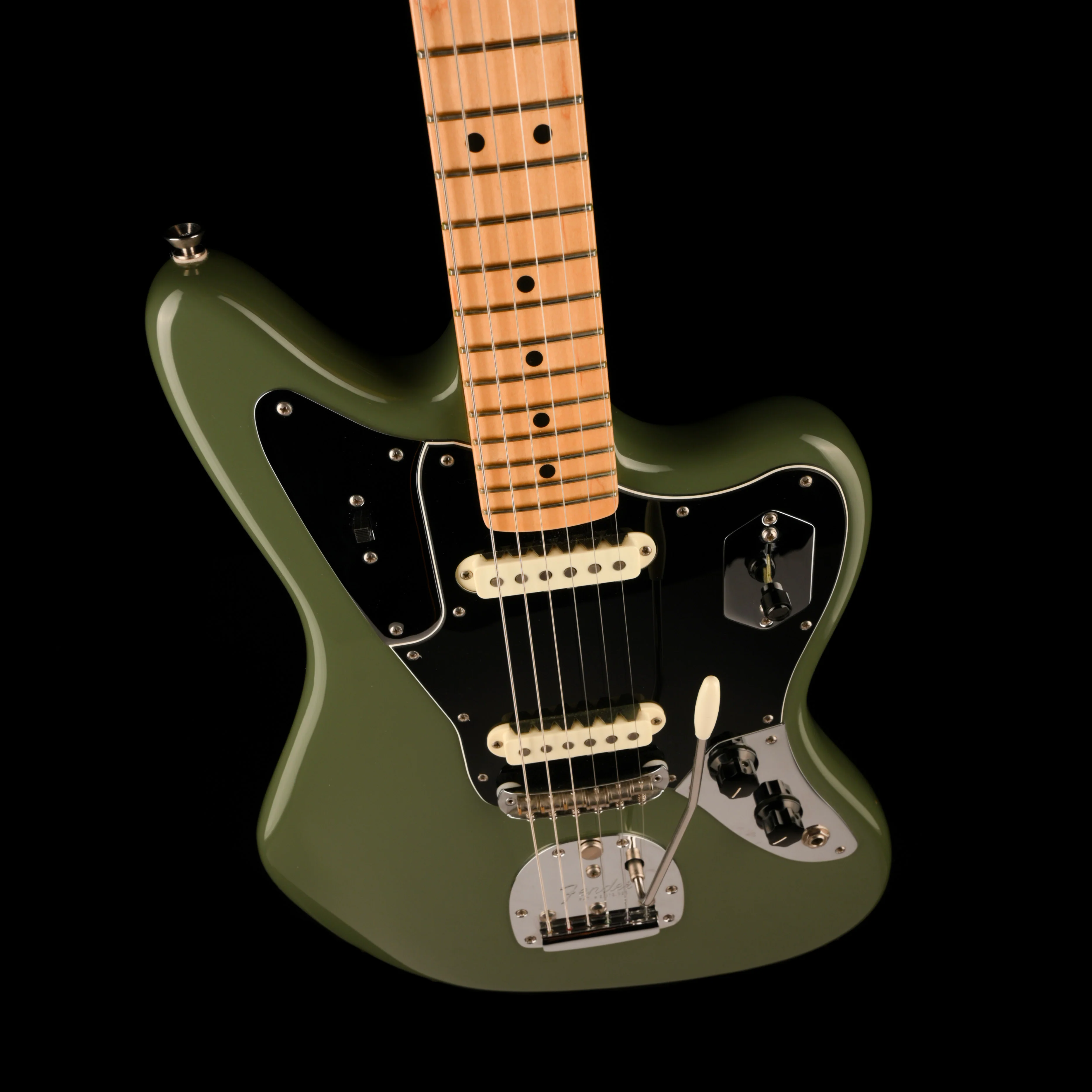 Pre Owned Fender American Professional Jaguar Maple Fingerboard Antique Olive With OHSC - Image 3