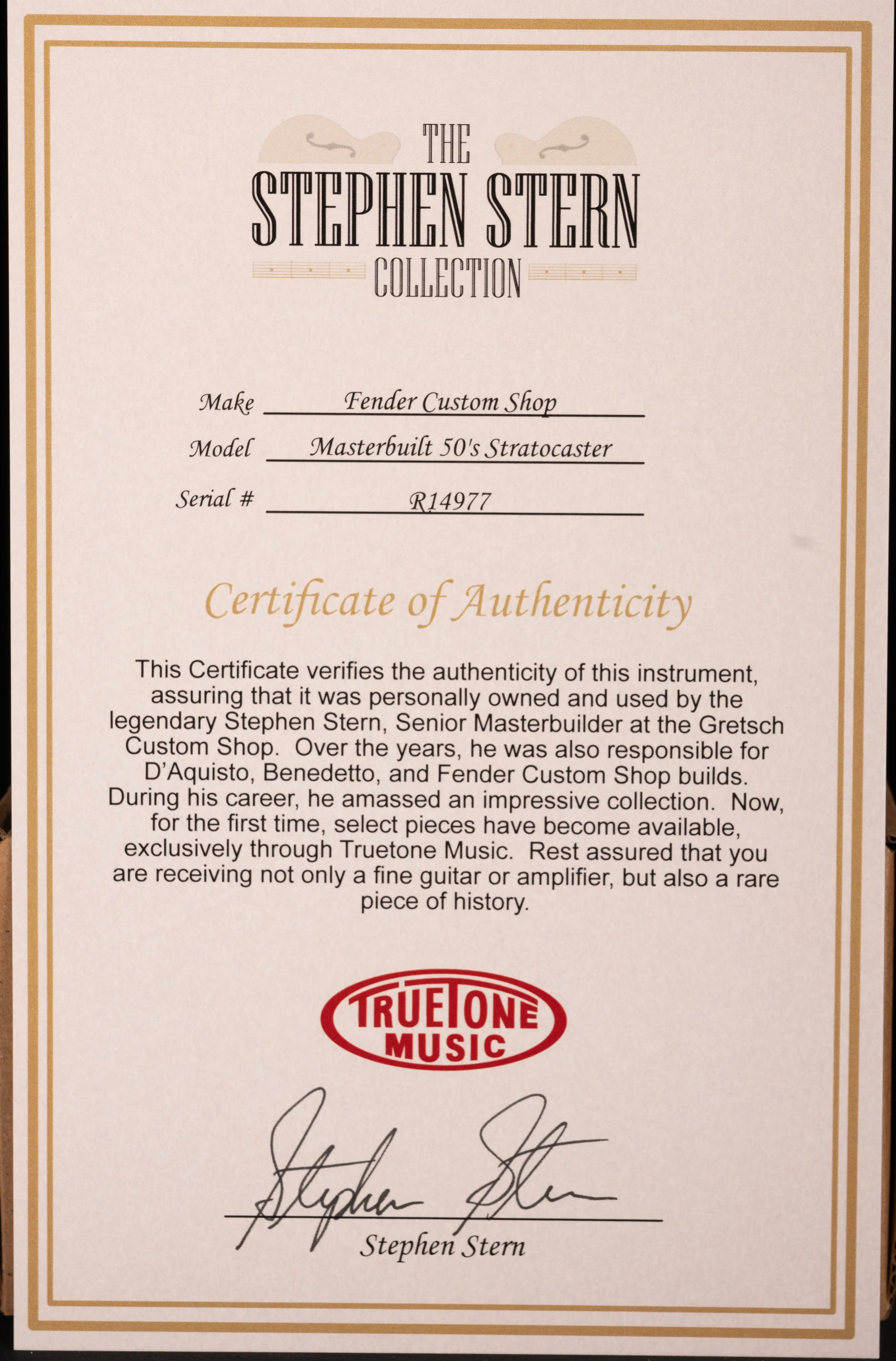Pre Owned Fender Custom Shop Masterbuilt Stephen Stern '50s Stratocaster 2-Tone Sunburst With OHSC - Image 18