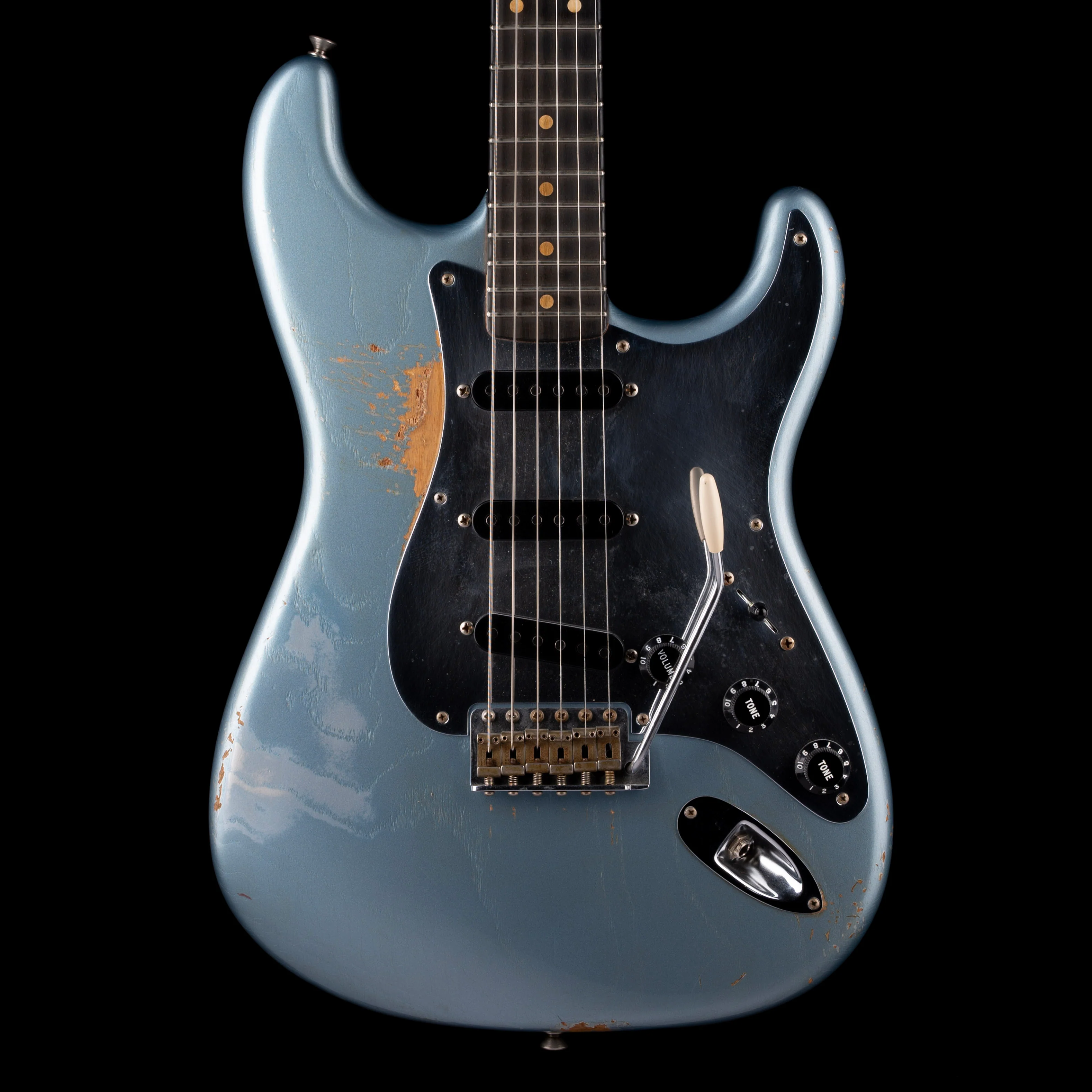 Pre Owned Fender Custom Shop Masterbuilt Paul Waller 1956 Stratocaster Ultra Heavy Relic Blue Ice Metallic Over Silver w OHSC
