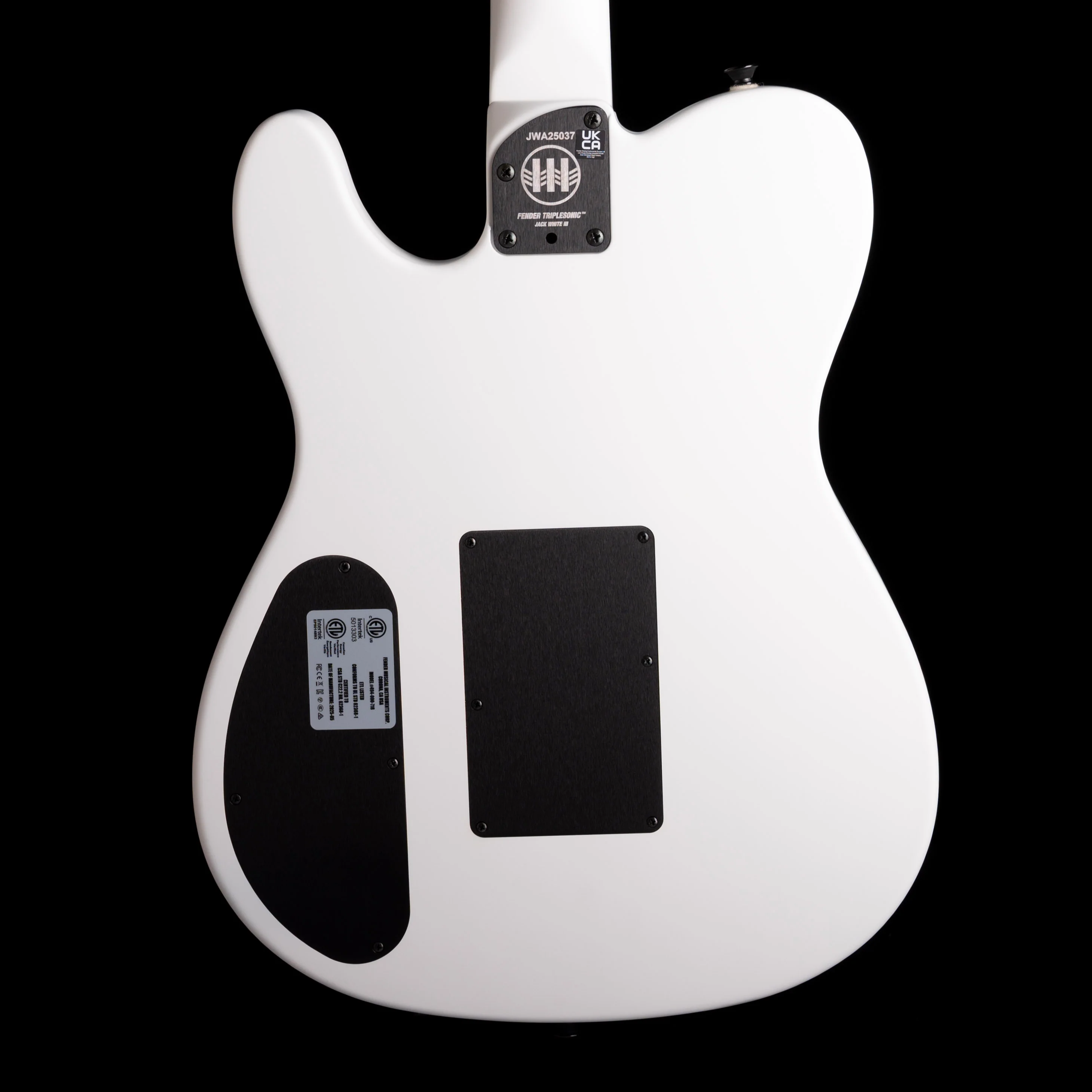 Pre Owned Fender Jack White Triplesonic Acoustasonic Telecaster Satin Arctic White with Black Top With OHSC - Image 9