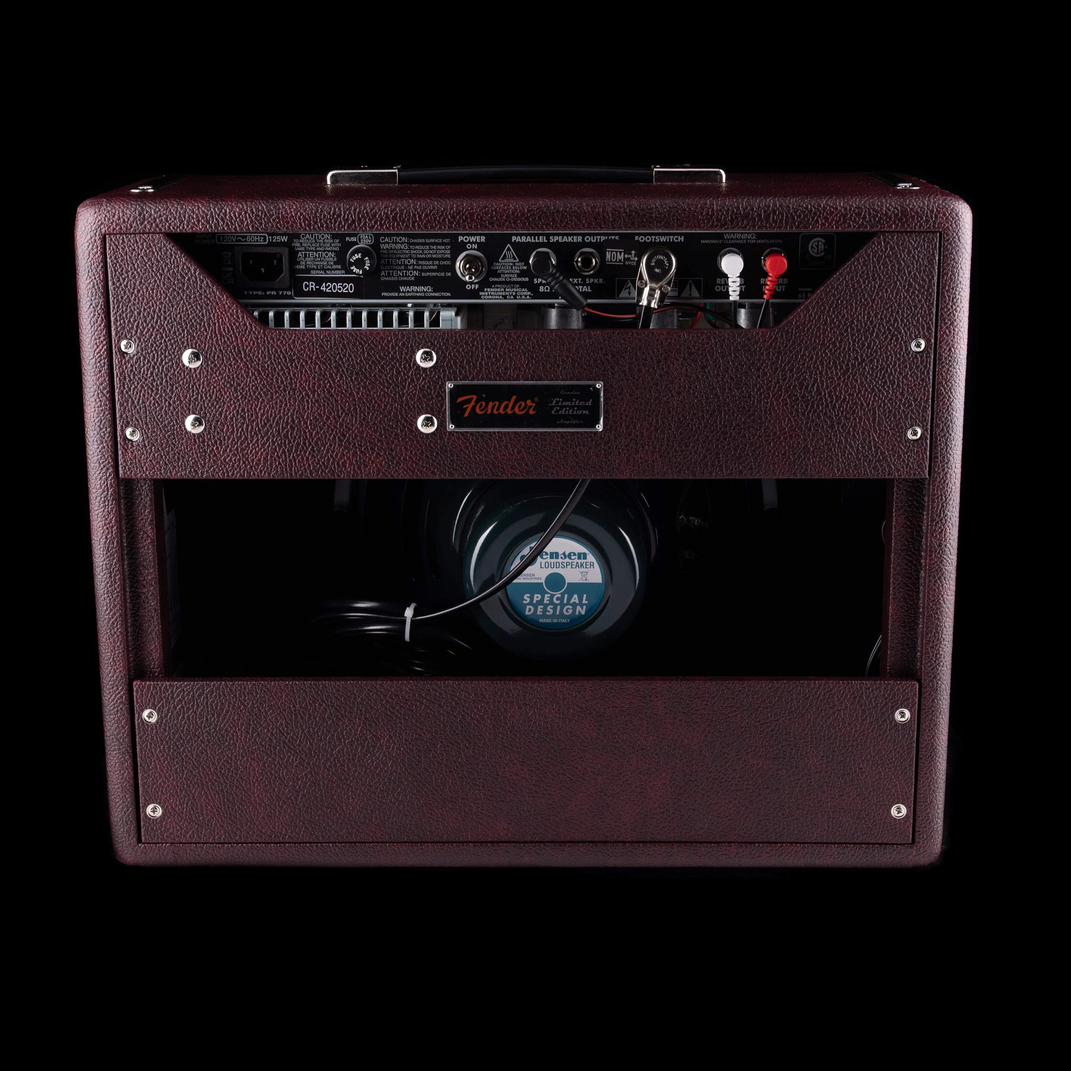 Pre Owned Fender Limited Edition ‘65 Princeton Reverb Bordeaux Reserve Guitar Amp Combo With Cover - Image 5