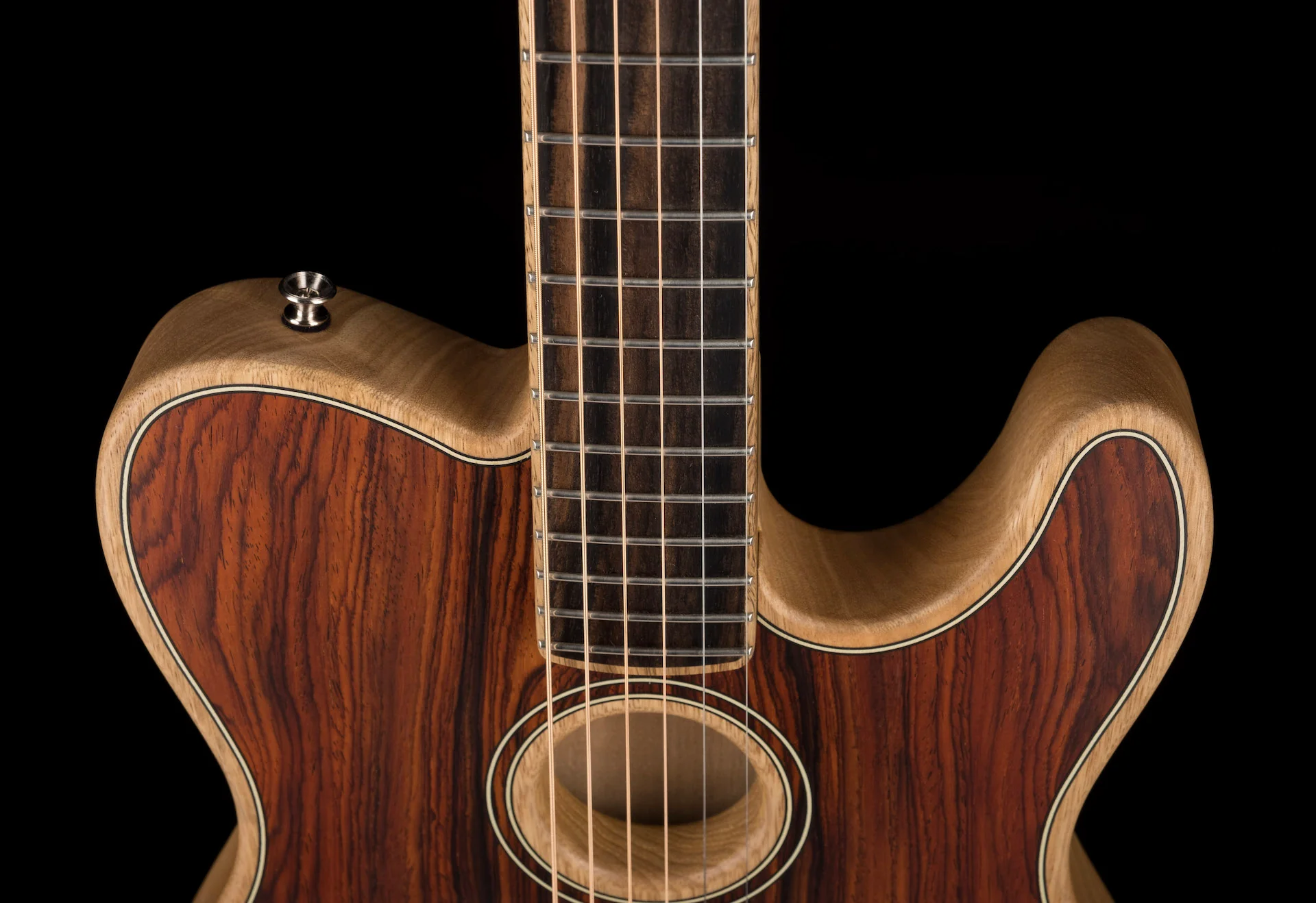 Pre Owned Fender Limited Edition Exotic Acoustasonic Telecaster Cocobolo With OHSC - Colin Hay Gear - Image 3