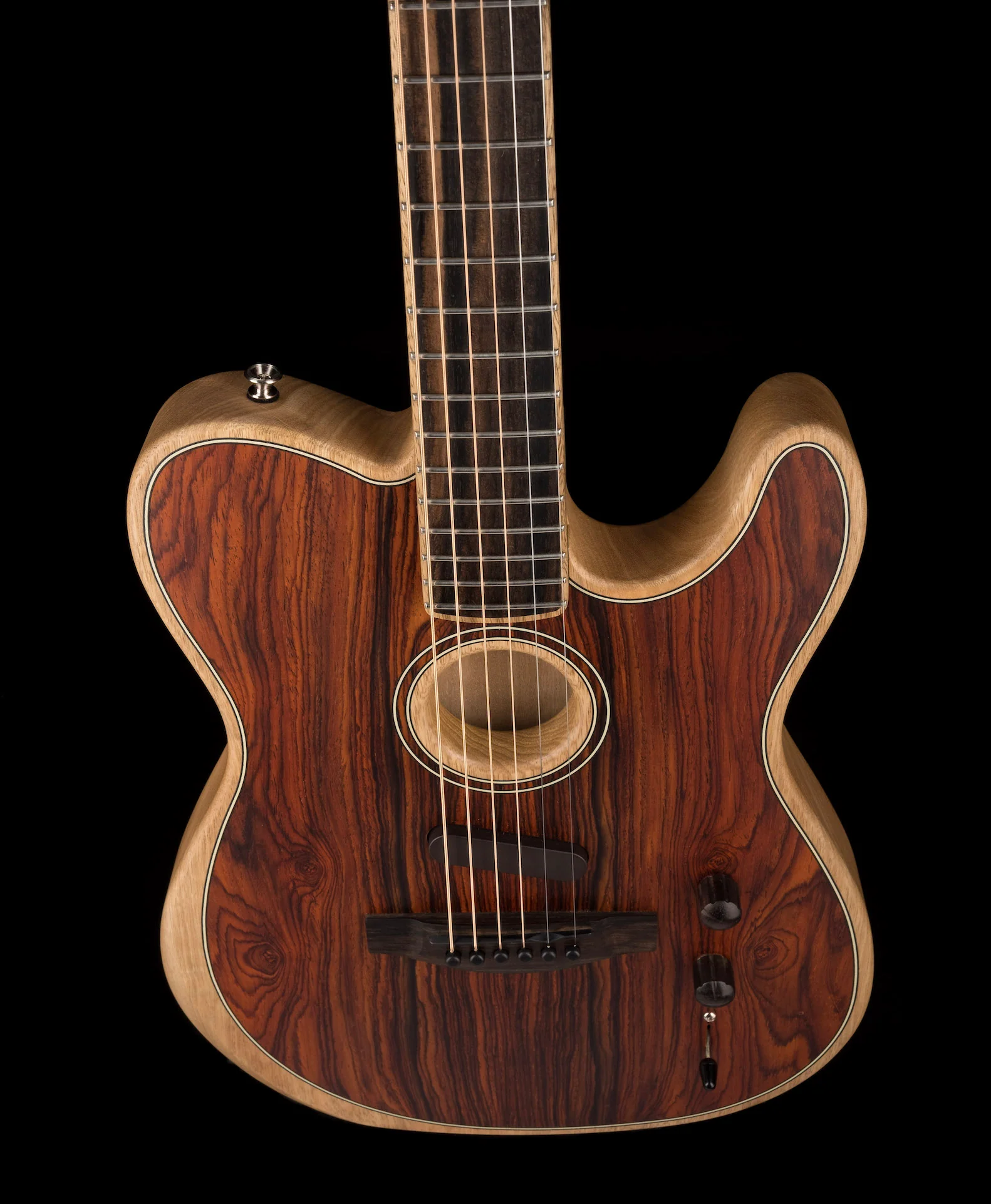Pre Owned Fender Limited Edition Exotic Acoustasonic Telecaster Cocobolo With OHSC - Colin Hay Gear - Image 4