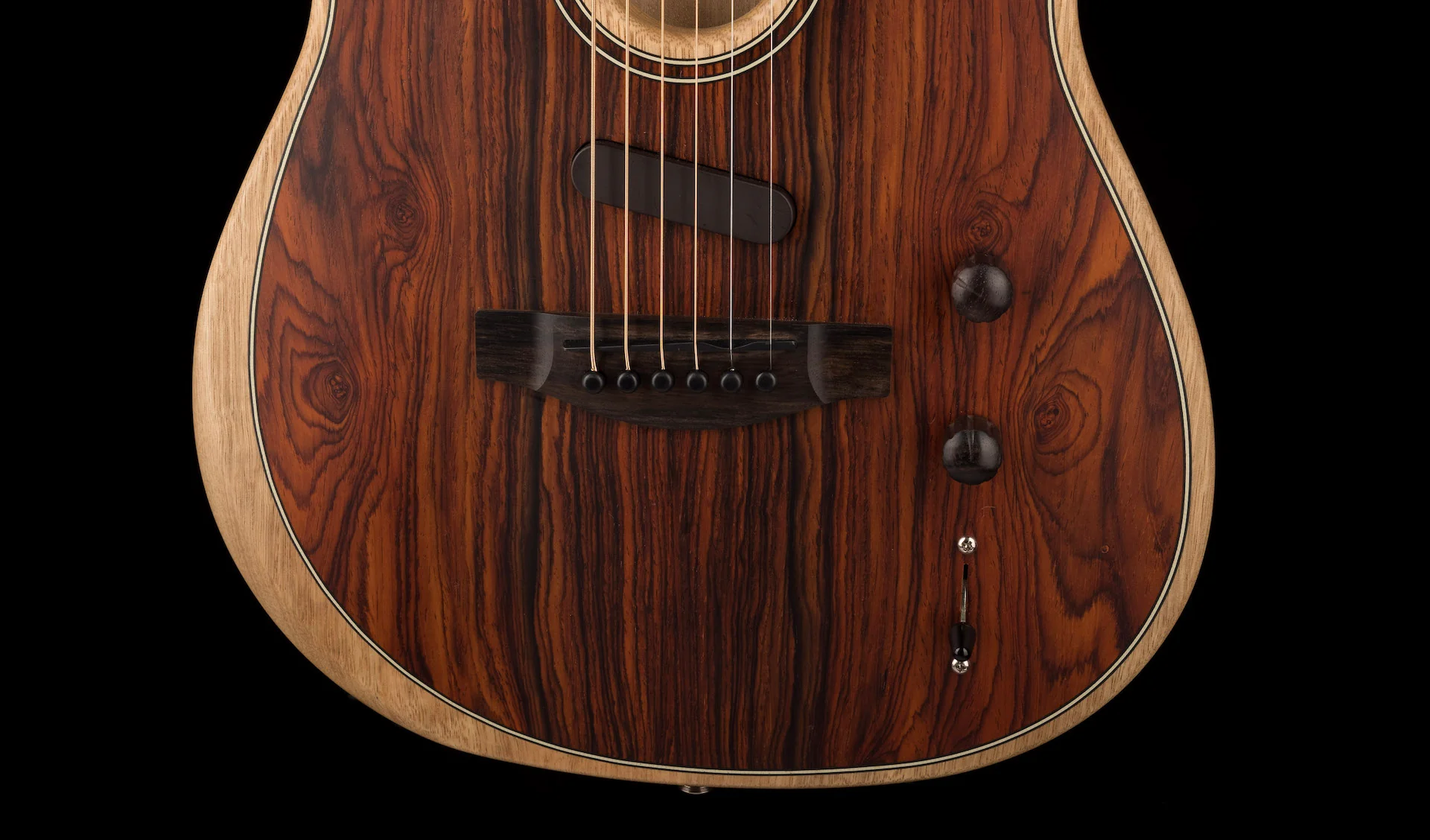 Pre Owned Fender Limited Edition Exotic Acoustasonic Telecaster Cocobolo With OHSC - Colin Hay Gear - Image 5