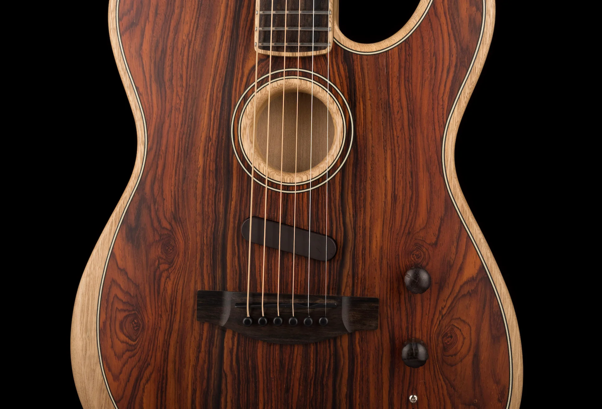 Pre Owned Fender Limited Edition Exotic Acoustasonic Telecaster Cocobolo With OHSC - Colin Hay Gear - Image 6