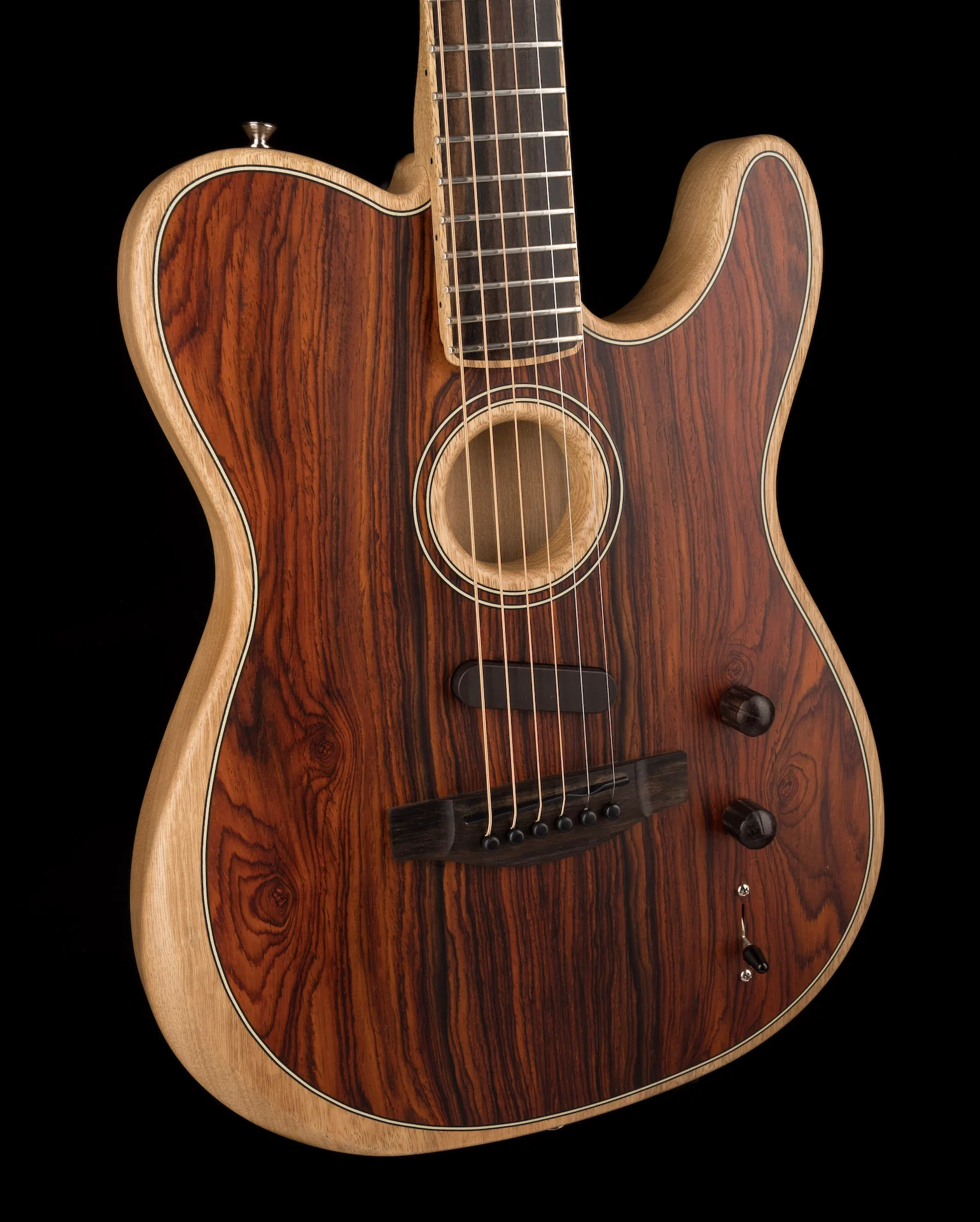 Pre Owned Fender Limited Edition Exotic Acoustasonic Telecaster Cocobolo With OHSC - Colin Hay Gear - Image 9