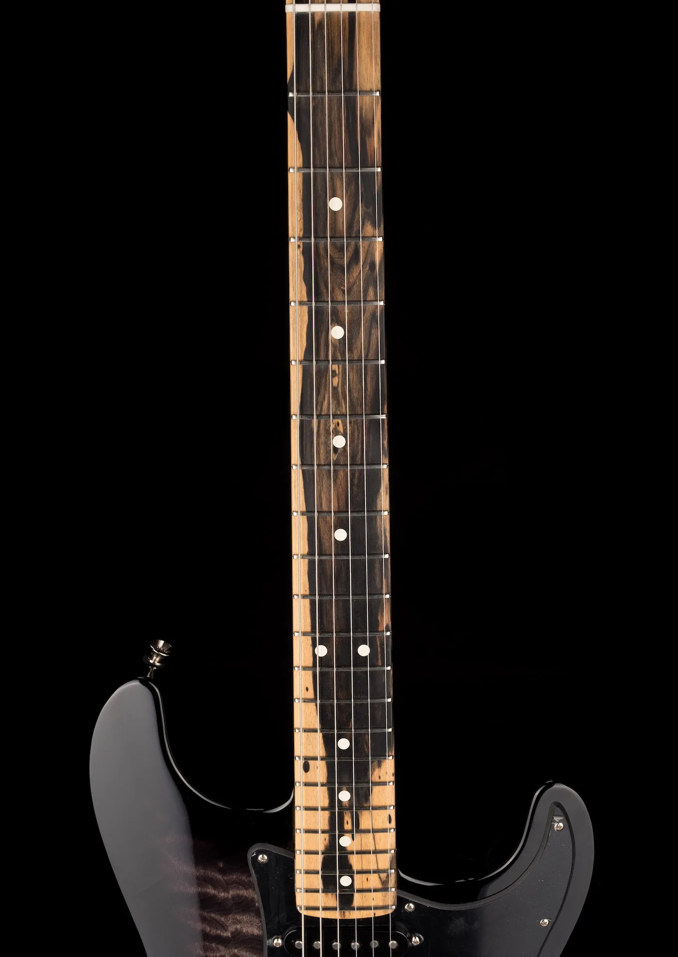 Pre Owned 2019 Fender Limited Edition American QMT Stratocaster HSS Pale Moon Trans Black With OHSC - Image 11