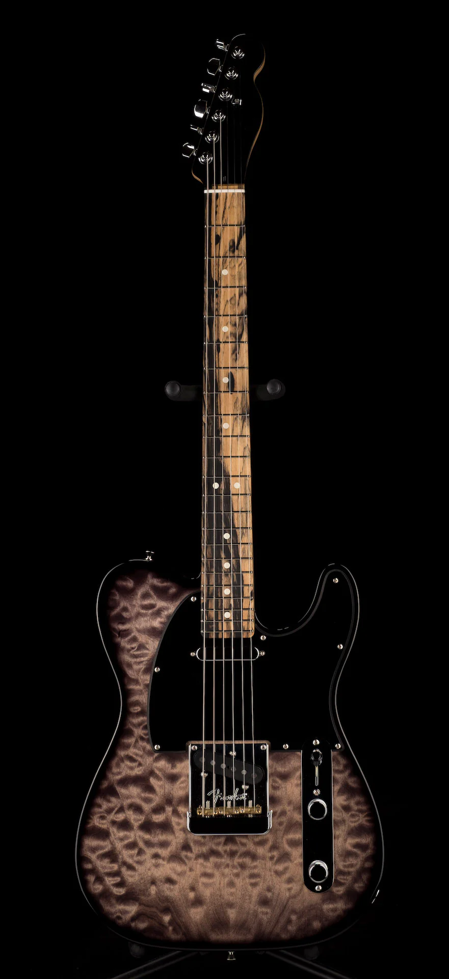 Pre Owned 2019 Fender Limited Edition American QMT Telecaster Pale Moon Trans Black With OHSC - Image 2