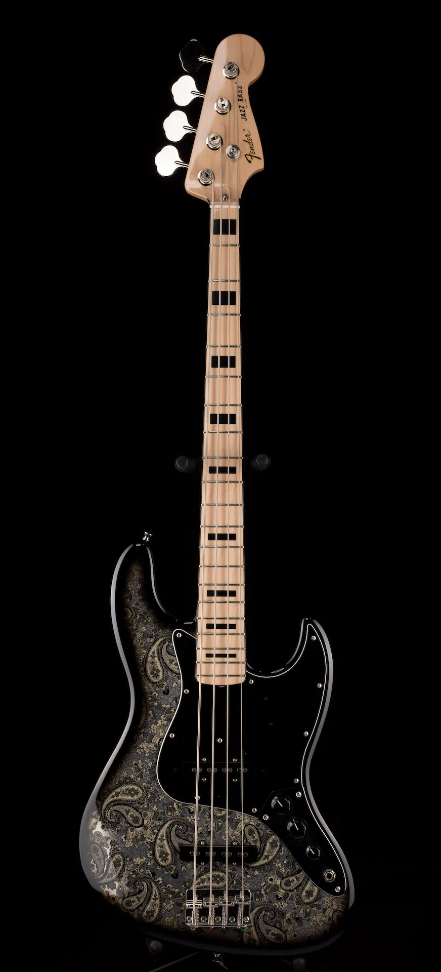 Pre Owned 2019 Fender Limited Edition Black Paisley Jazz Bass w/ Gig Bag Made in Japan - Image 2