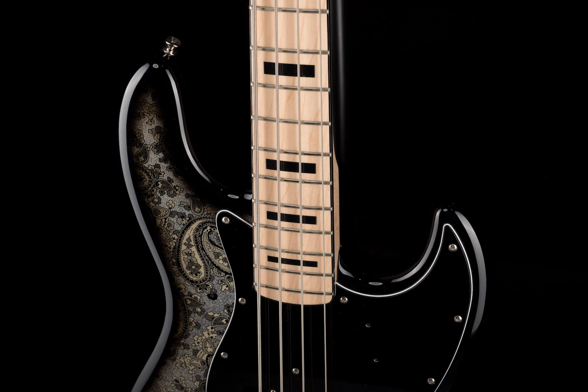 Pre Owned 2019 Fender Limited Edition Black Paisley Jazz Bass w/ Gig Bag Made in Japan - Image 3