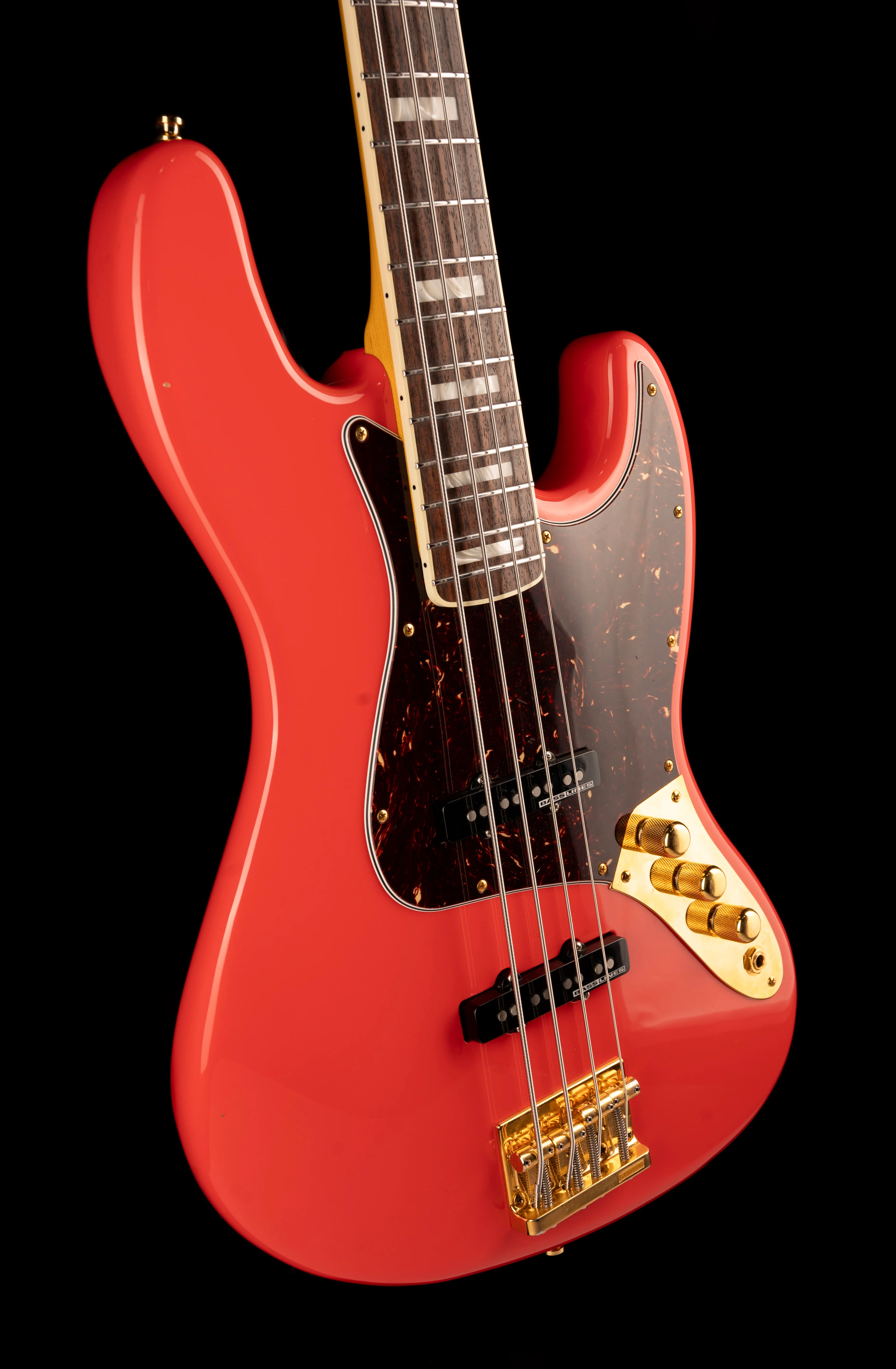 Pre Owned Fender Parts Jazz Bass Fiesta Red With Gold Hardware With Case - Image 11