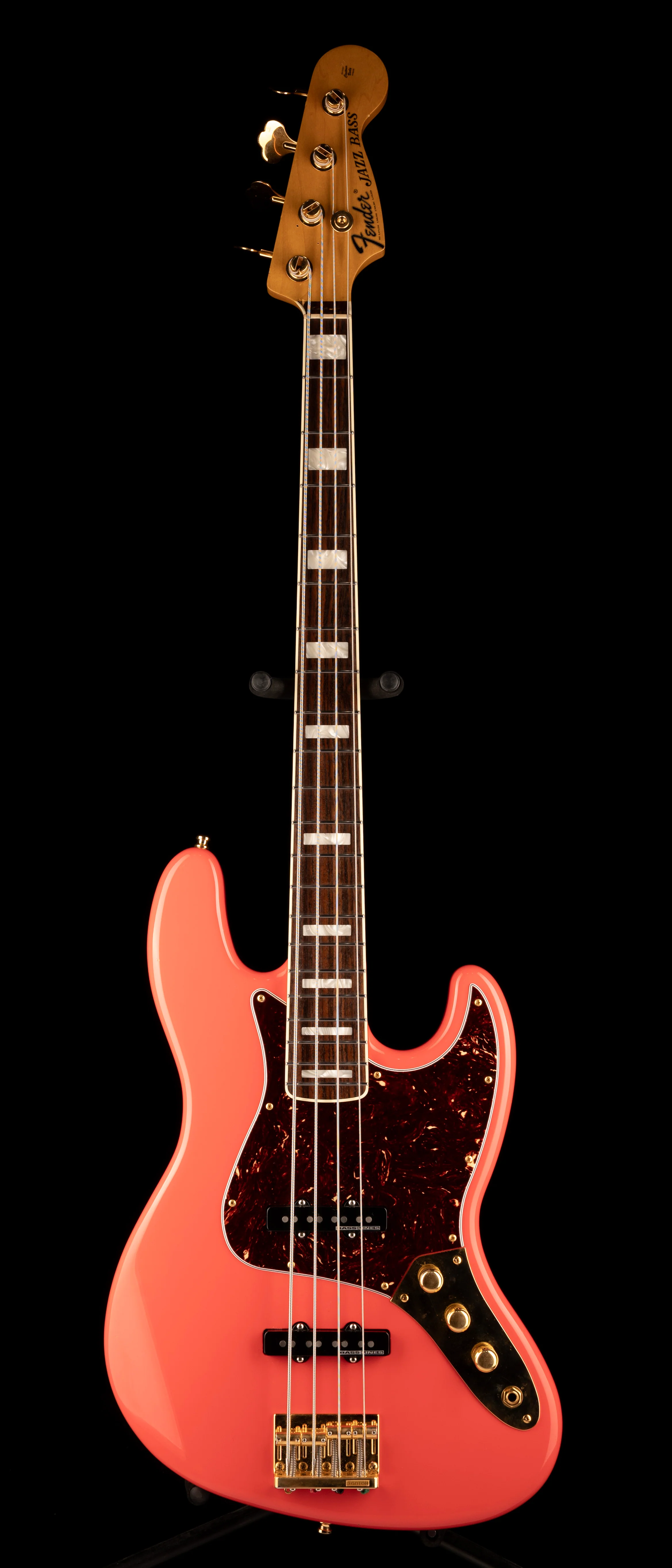 Pre Owned Fender Parts Jazz Bass Fiesta Red With Gold Hardware With Case - Image 2