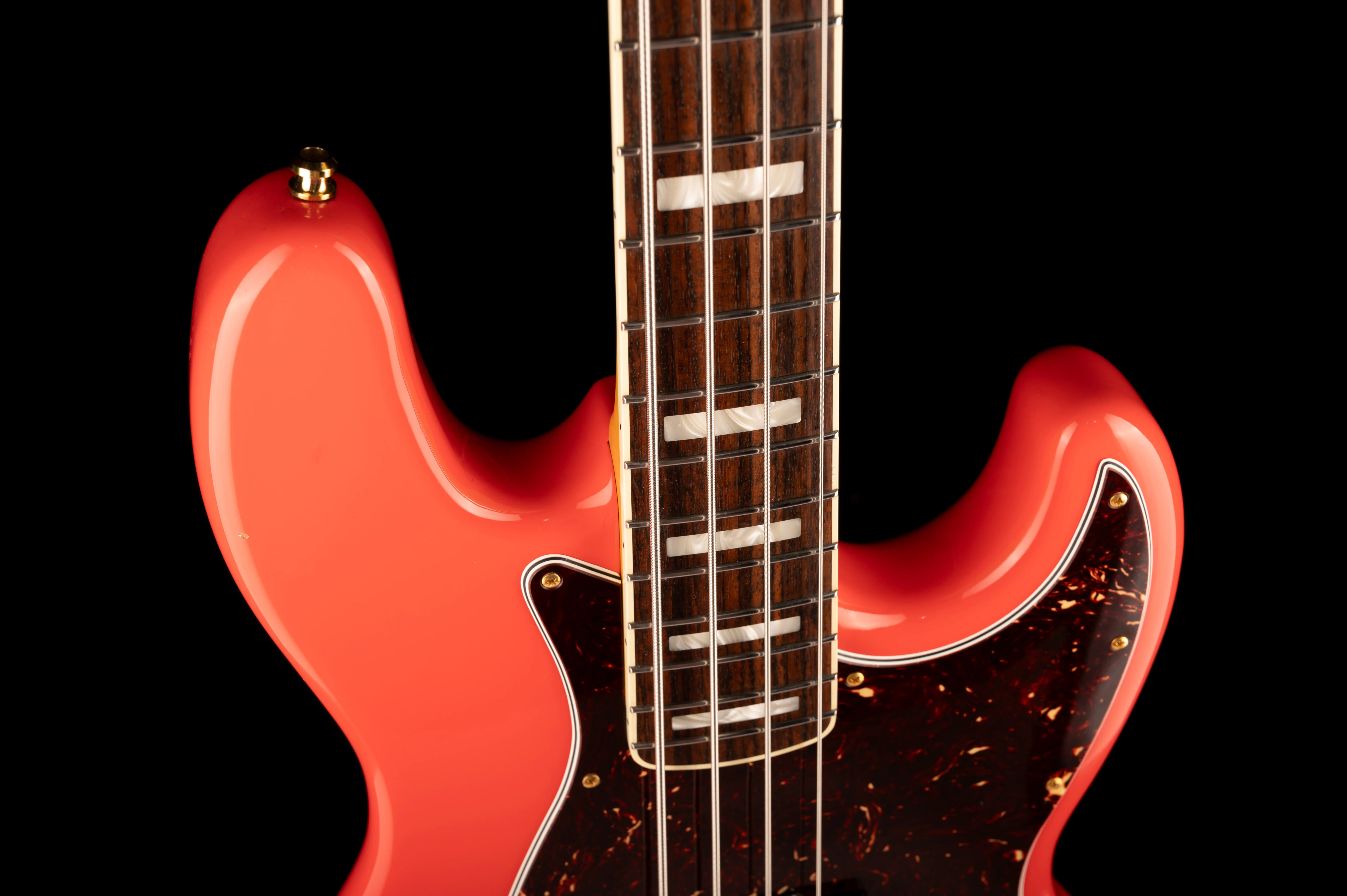Pre Owned Fender Parts Jazz Bass Fiesta Red With Gold Hardware With Case - Image 3